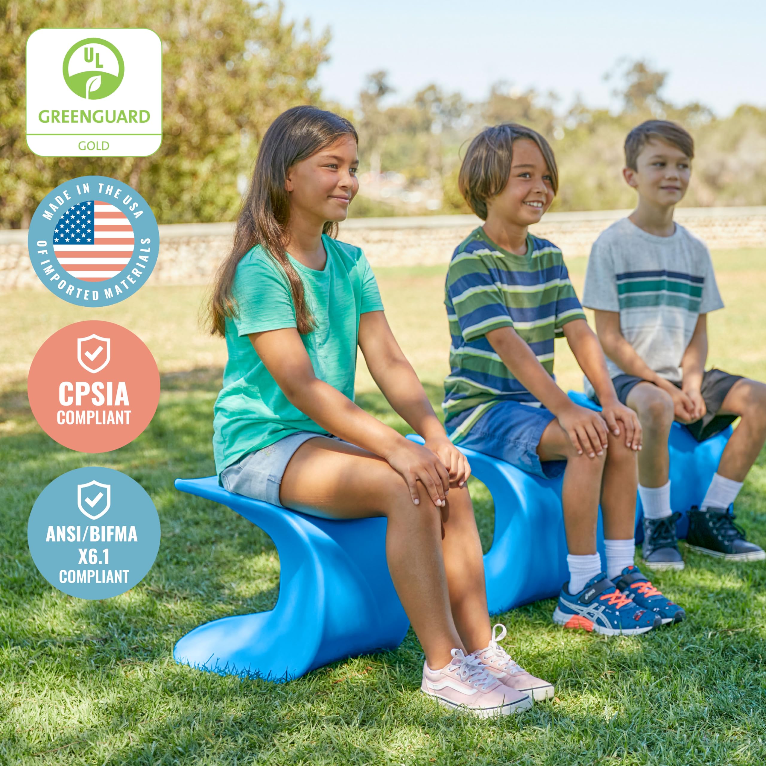 ECR4Kids Wave Seat - 14in to 15.1in Adjustable Height Wobble Stool, Blue (2-Pack) - Perfect for Classroom, Office & Home Use