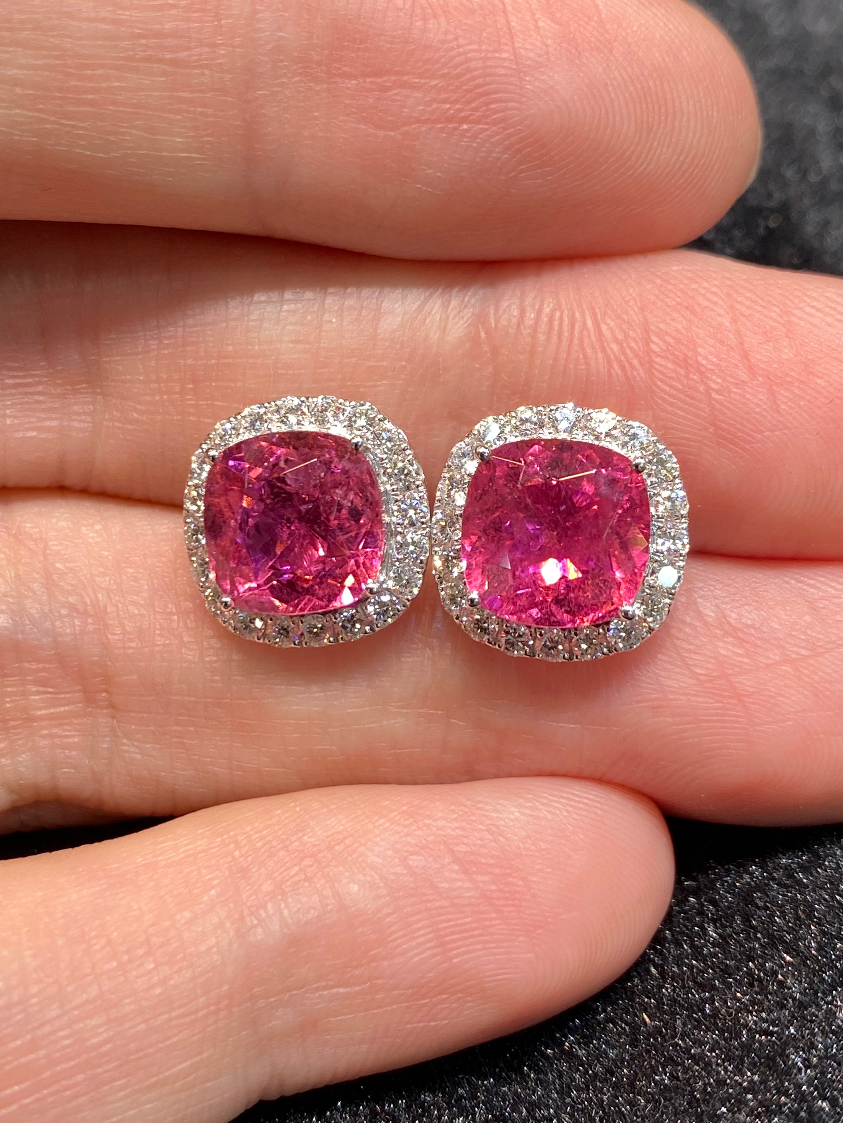 Natural Pink Tourmaline Earrings 6.15ct - Genuine Gemstone Jewelry for Women, Dainty Stud Earrings for Everyday Wear, Perfect Gift for Birthday, Anniversary & Valentine's Day