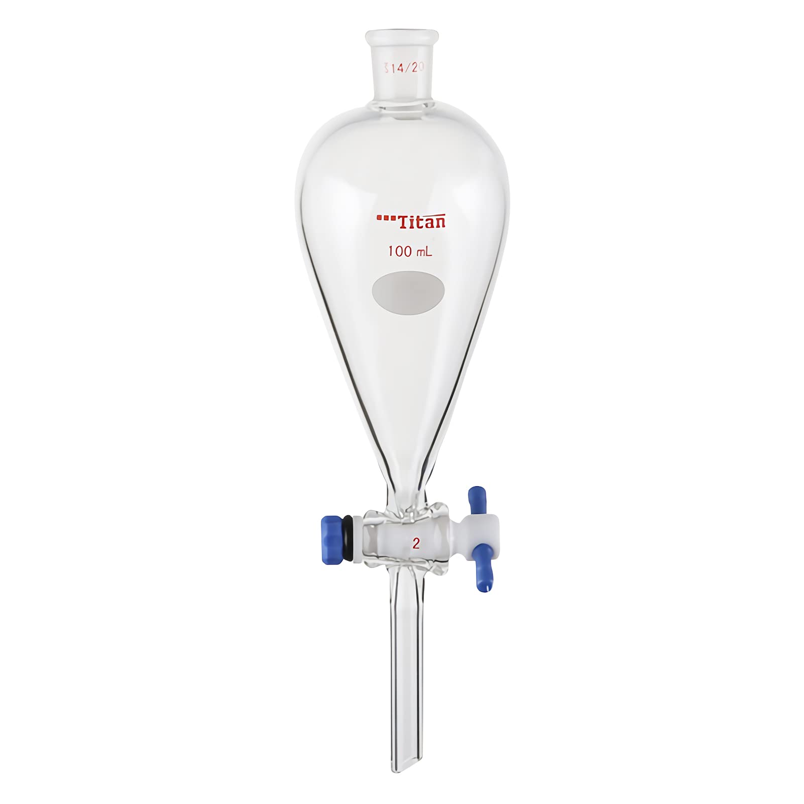 Premium 100ml Borosilicate Glass Separatory Funnel with 14/20 Joint & 2mm Stopcock - Lab Grade Liquid Separation Funnel for Chemistry Experiments, Essential Oil Extraction, and Solvent Purification