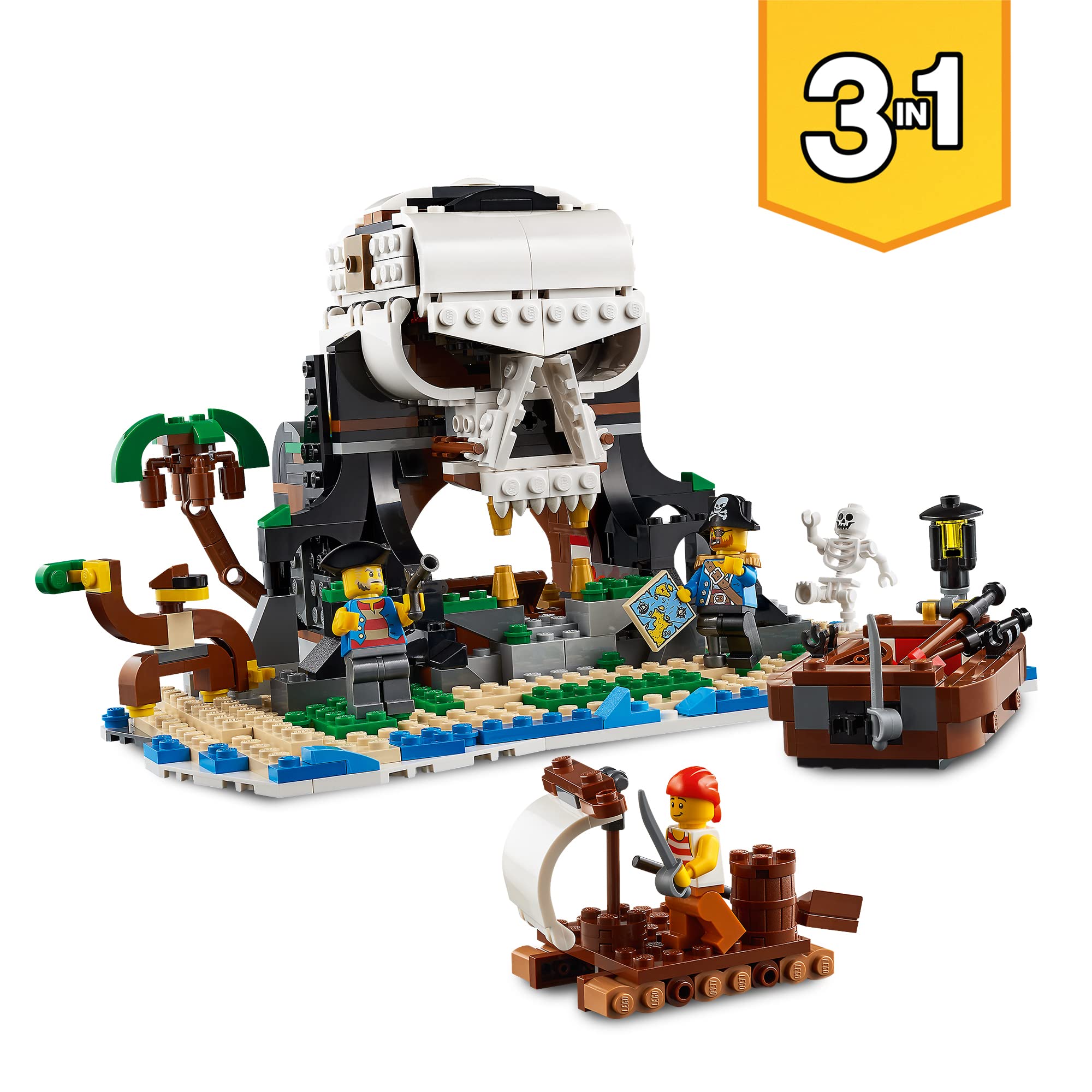 LEGO 31109 Creator 3-in-1 Pirate Ship Building Toy - Transformable to Tavern & Skull Island, Educational & Creative Construction Set for Kids Ages 9+ | Perfect for Imaginative Play, Birthday Gifts & STEM Learning Activities