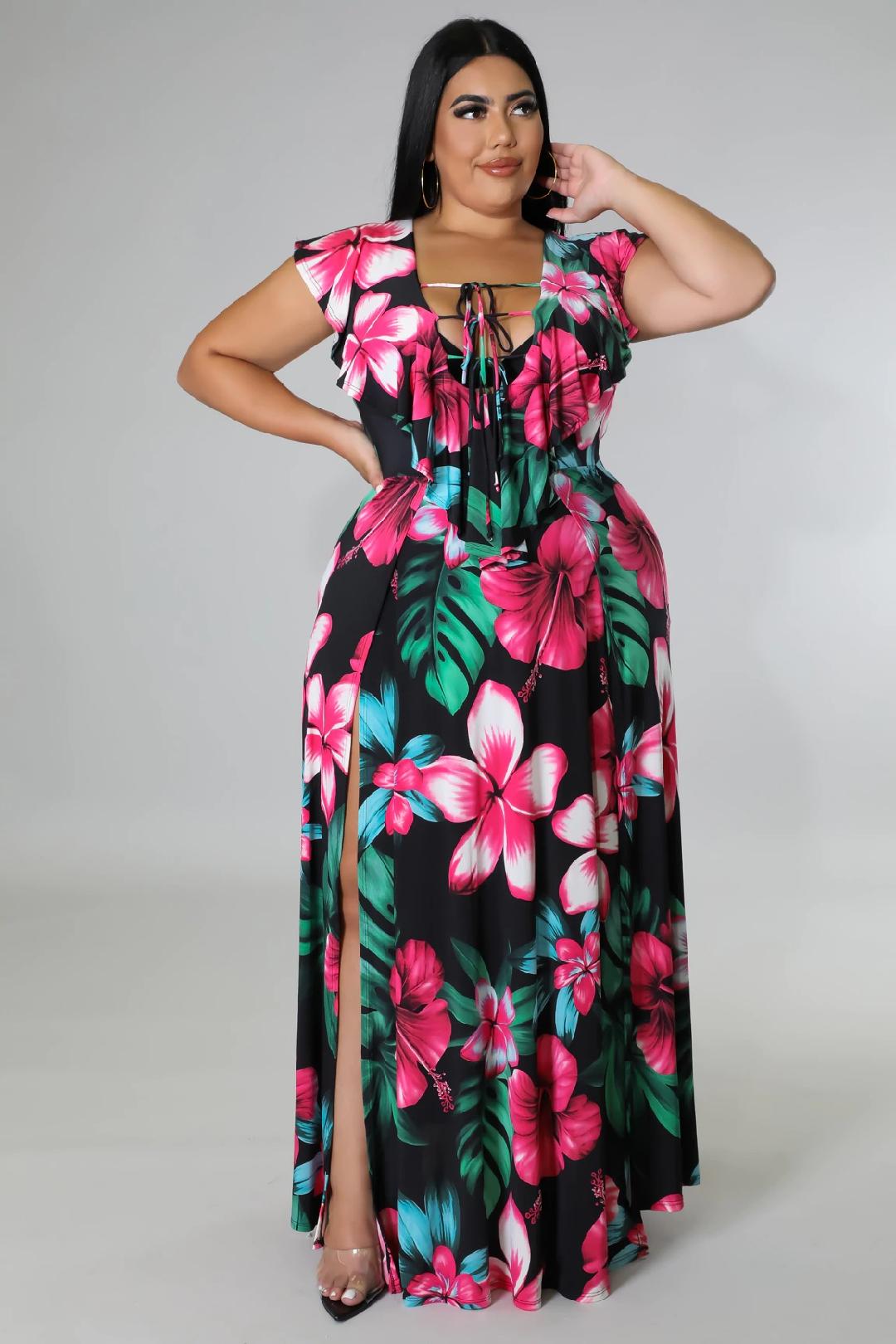 Diva Lilly Curve Dress for Women - Elegant Flowy Midi Dress for Parties, Weddings & Special Occasions