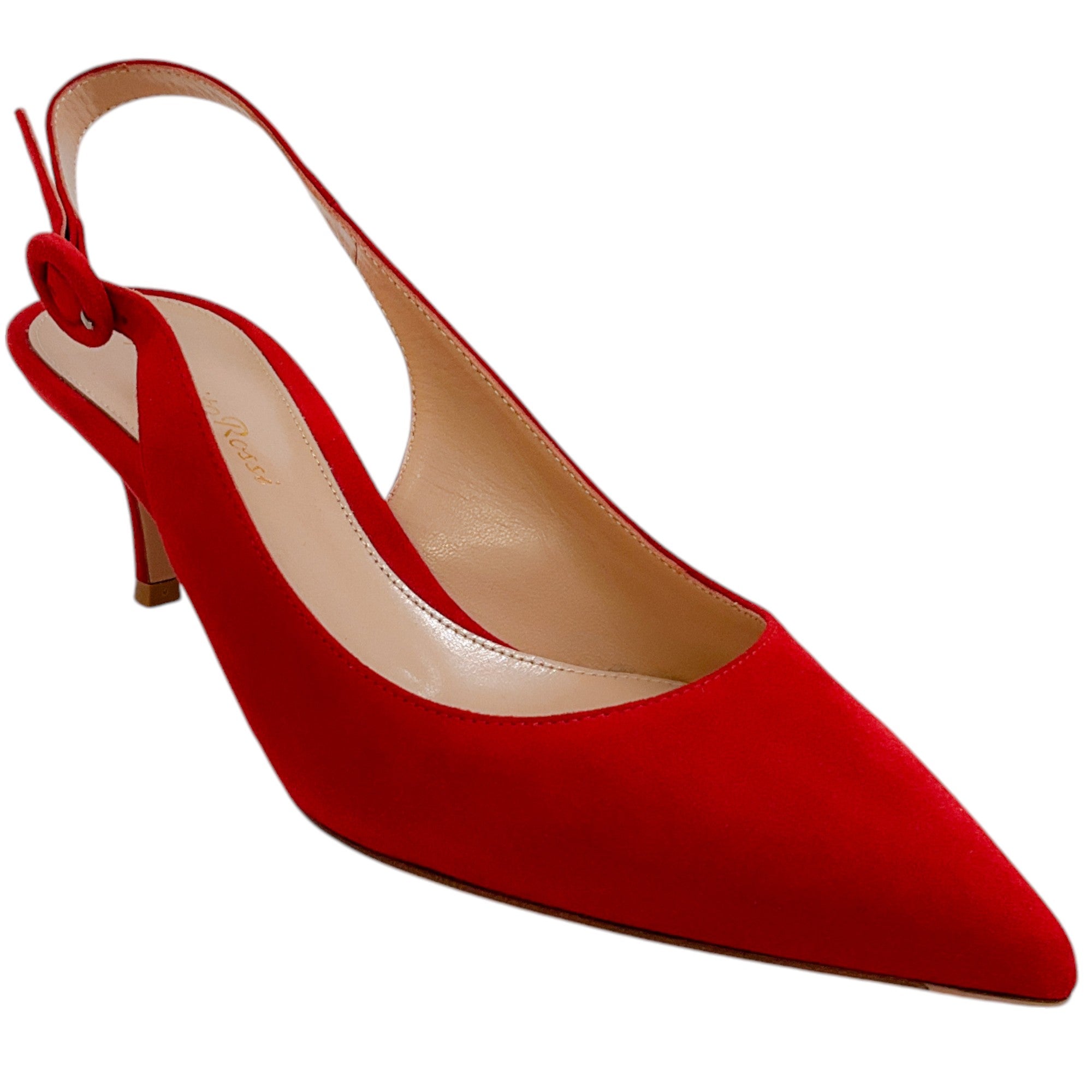 Gianvito Rossi Tabasco Red Suede Anna Slingback Pumps - Women's Luxury High Heels for Party, Wedding & Evening Events | Elegant Dress Shoes for Special Occasions