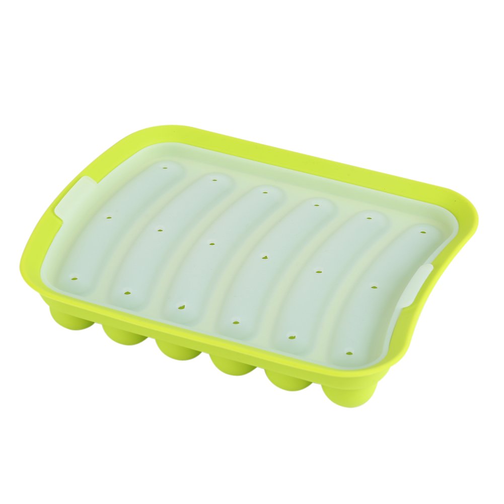 BORDSTRACT 6-Cavity Silicone Sausage Mold for DIY Hot Dogs - Non-Stick Baby Food Maker & Baking Tool (Green) - Perfect for Kids' Snacks, Homemade Treats & Kitchen Baking Accessories