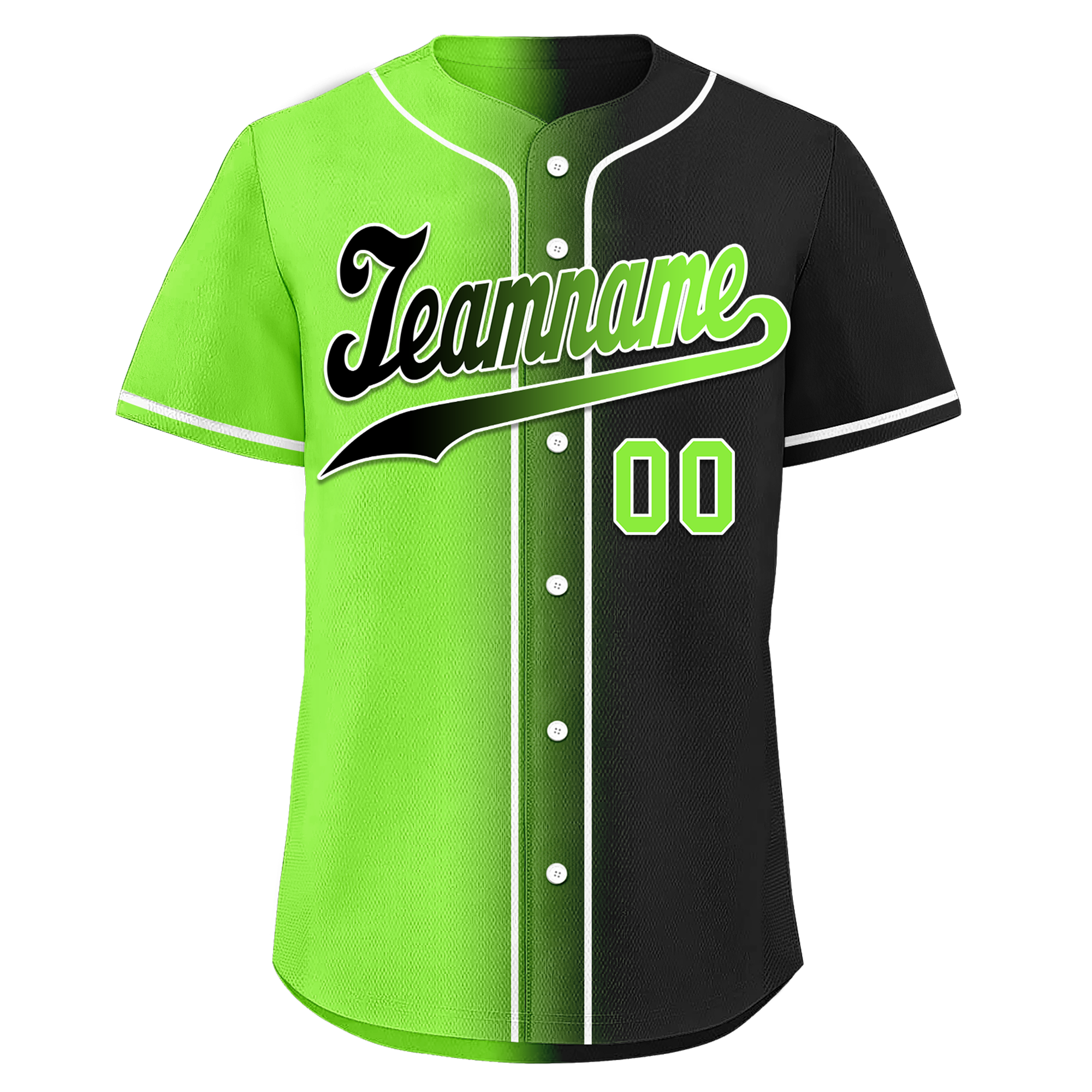 Custom Green Black Gradient Personalized Baseball Jersey - Authentic Fashion Sportswear BSBJ01 D0a709c for Baseball Games, Team Uniforms & Fan Apparel