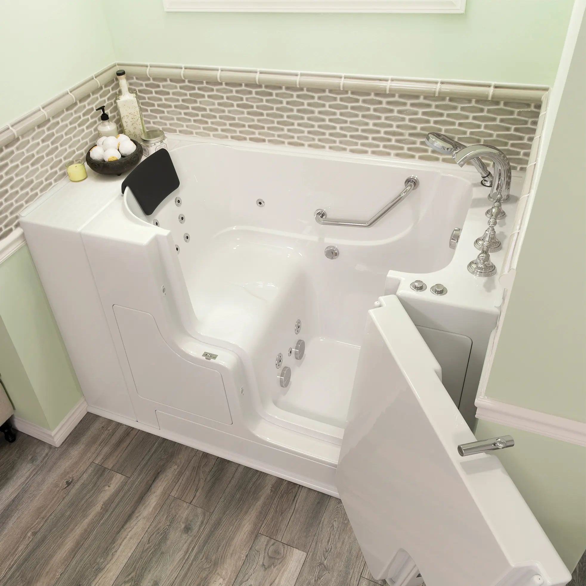 Premium 30 x 52 Inch Gelcoat Walk-In Bathtub with Whirlpool System - Right Hand Drain & Faucet - Ideal for Elderly & Mobility Assistance, Spa-Like Relaxation at Home