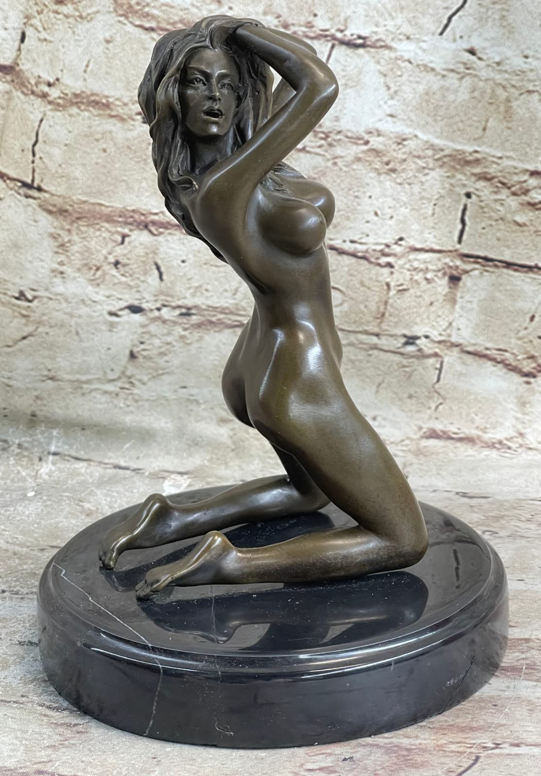 Handmade Museum-Quality Bronze Sculpture Bookend - Naked Girl Statue for Bookshelves & Home Decor | Perfect for Office, Library, and Gift Giving