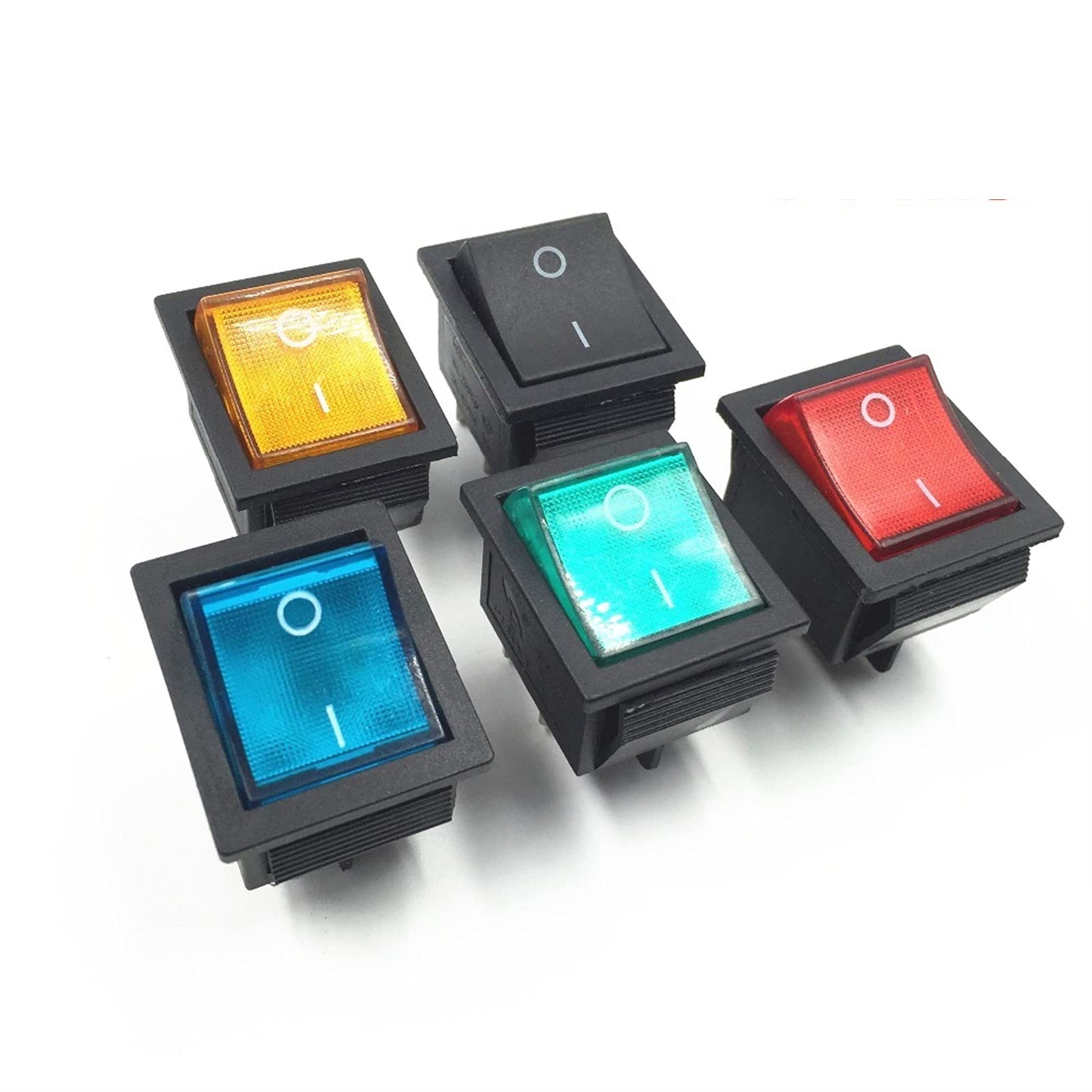 KCD4 DPST 16A 250VAC 20A 125VAC Latching Rocker Switch with LED Light - 4 Pin Power On/Off Switch for Boats, Marine, RV & Industrial Equipment (Red)