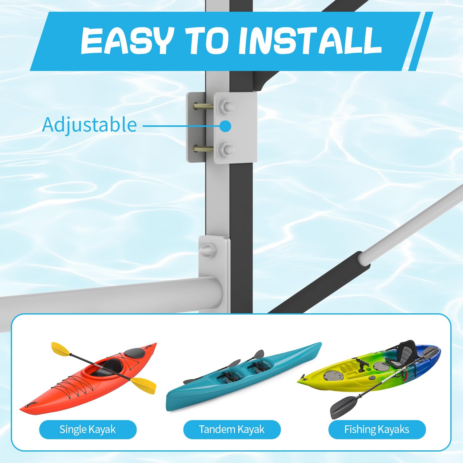 Adjustable Kayak and Paddle Board Storage Rack - Freestanding Surfboard Holder for Indoor & Outdoor Use - Perfect for Garage, Shed, Dock, and Backyard Organization