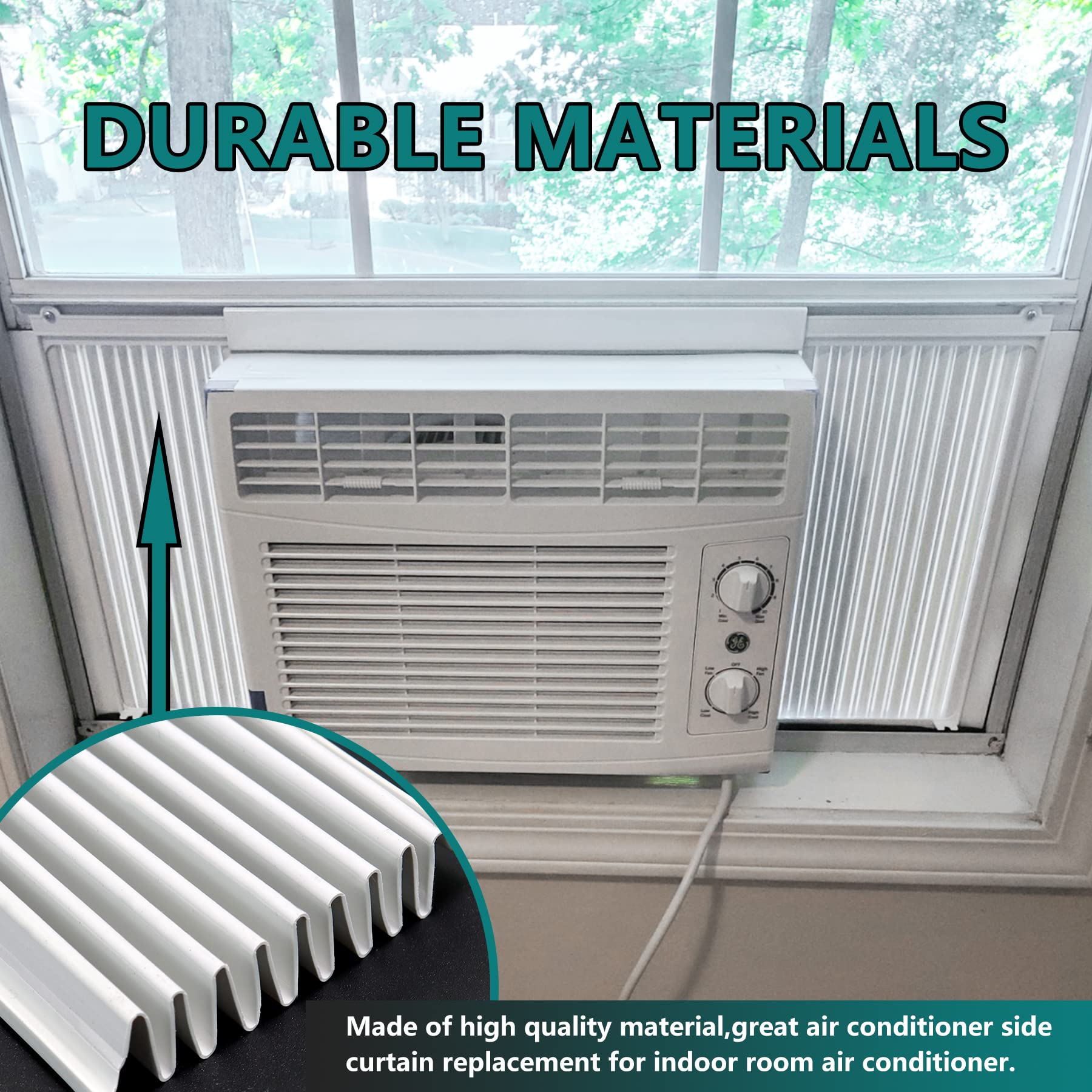 Window Air Conditioner Side Panels & Insulation Curtain Kit with Frame - Replacement Screen for 8,000 BTU AC Units | Perfect for Home Cooling, Energy Efficiency & AC Maintenance
