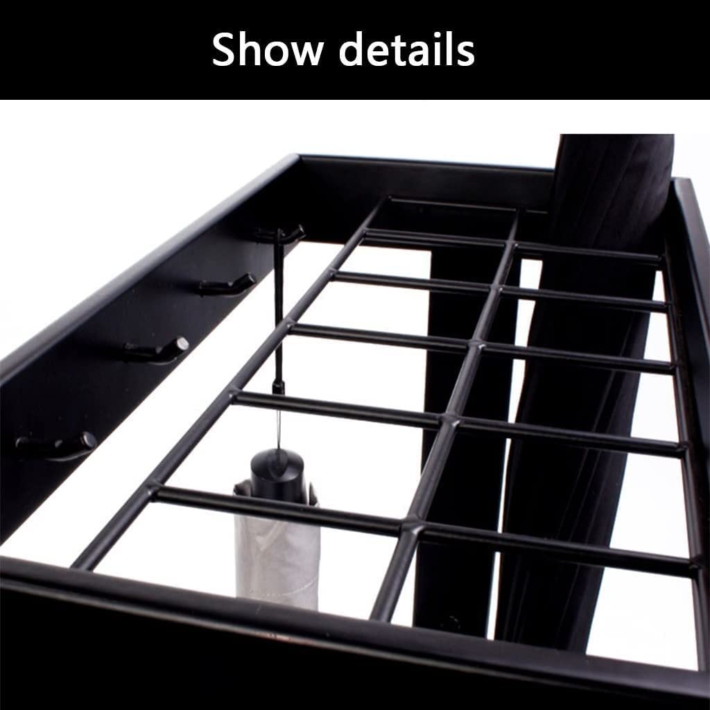 Metal Umbrella Stand with Hooks & Removable Drip Tray - Modern Square Umbrella Storage Rack for Entryway - Indoor Umbrella Holder for Home, Office, Hotel Lobby & Restaurant Entrance (Black)