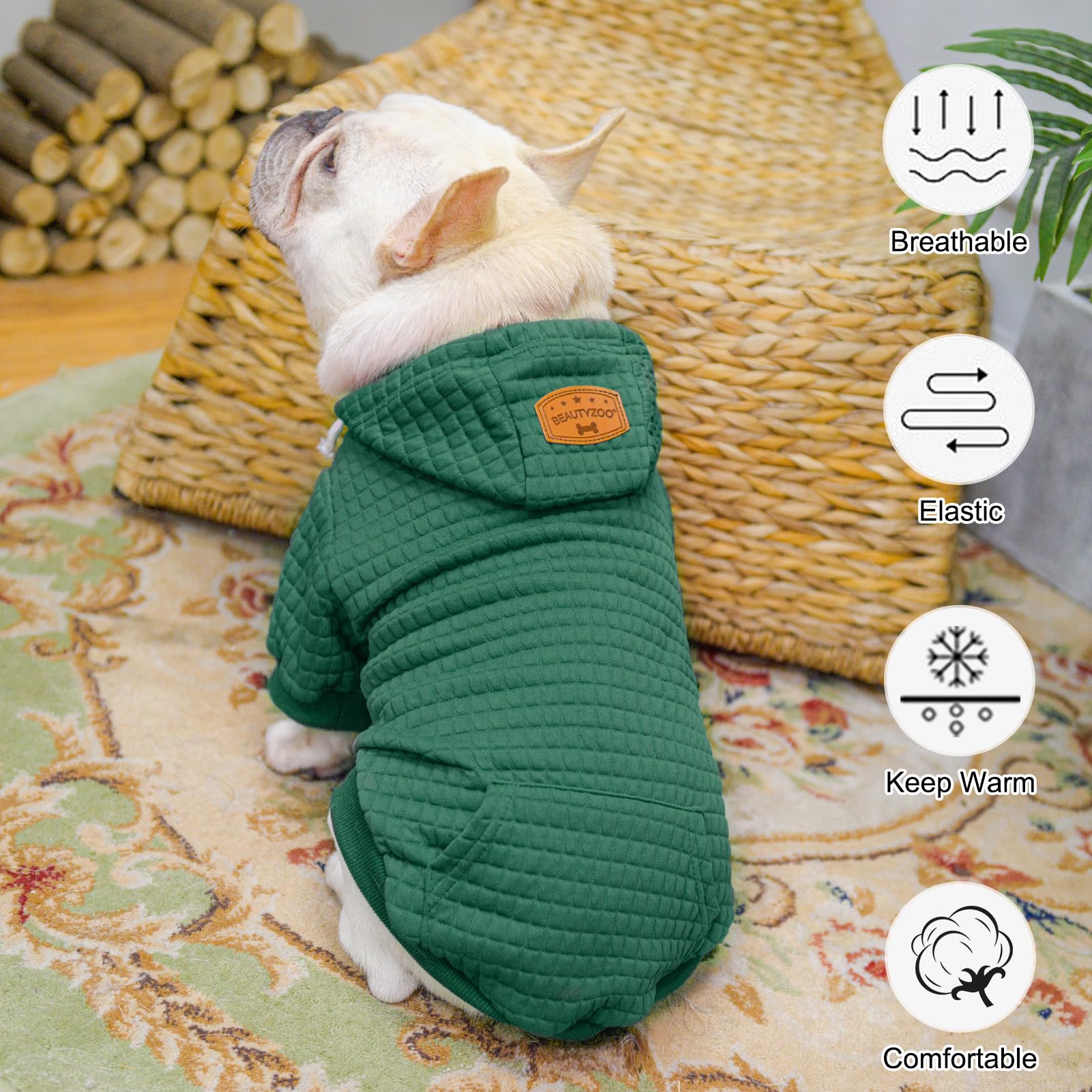 BEAUTYZOO Dog Hoodie for Small Medium Large Dogs - Warm Winter & Fall Dog Sweater with Pocket for Puppies, Bulldogs, Pitbulls & Cats - Cozy Pet Clothing for Boys & Girls - Perfect for Outdoor Walks & Indoor Lounging