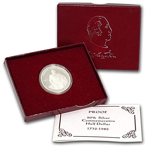 1982 S George Washington Silver Commemorative Half Dollar Proof Coin - US Mint Certified, Collectible Silver Coin for Gifts, Investments & Historical Collections