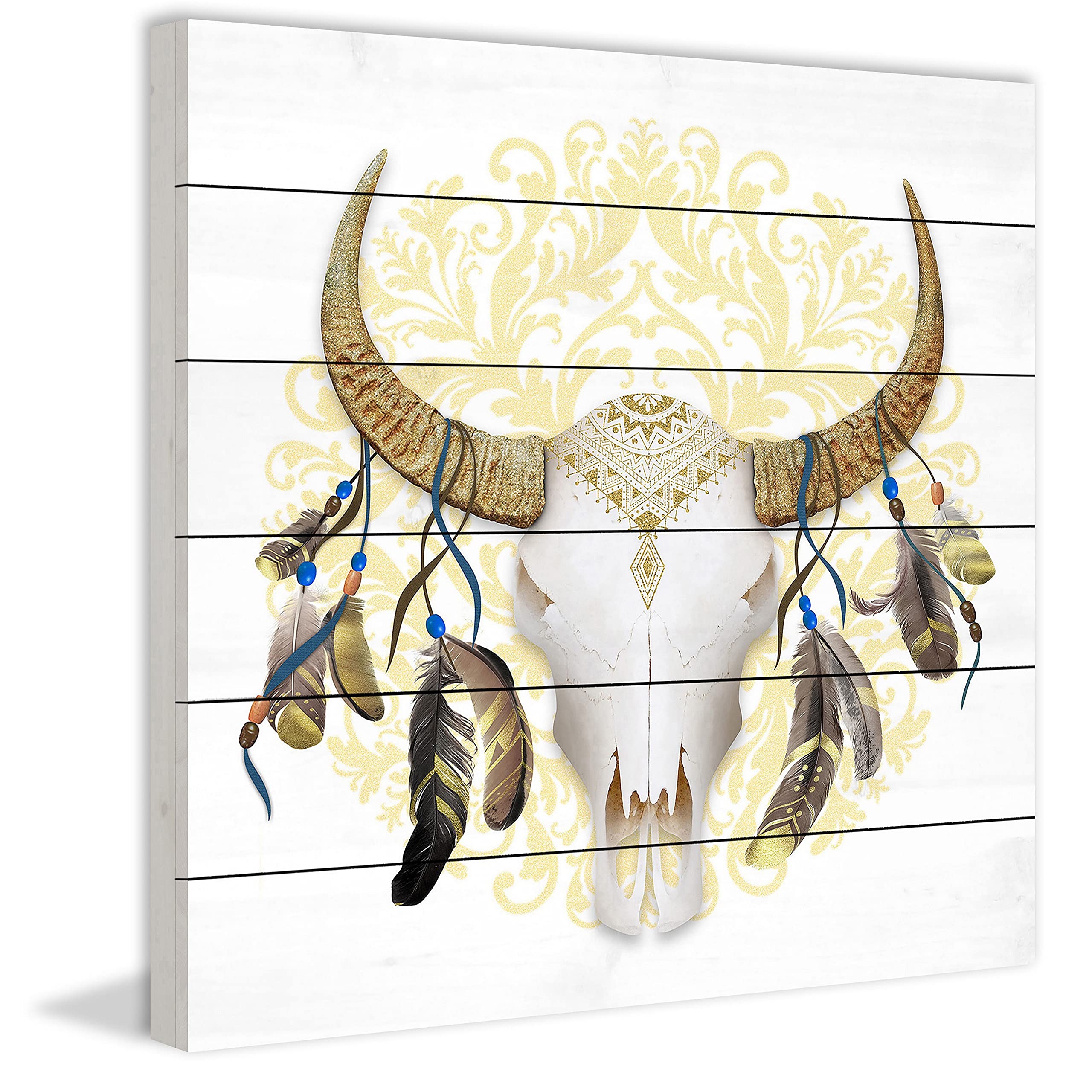 Premium 'Dangling Feathers II' Art Print by Marmont Hill - Framed White Wood Wall Decor for Living Room, Bedroom & Office