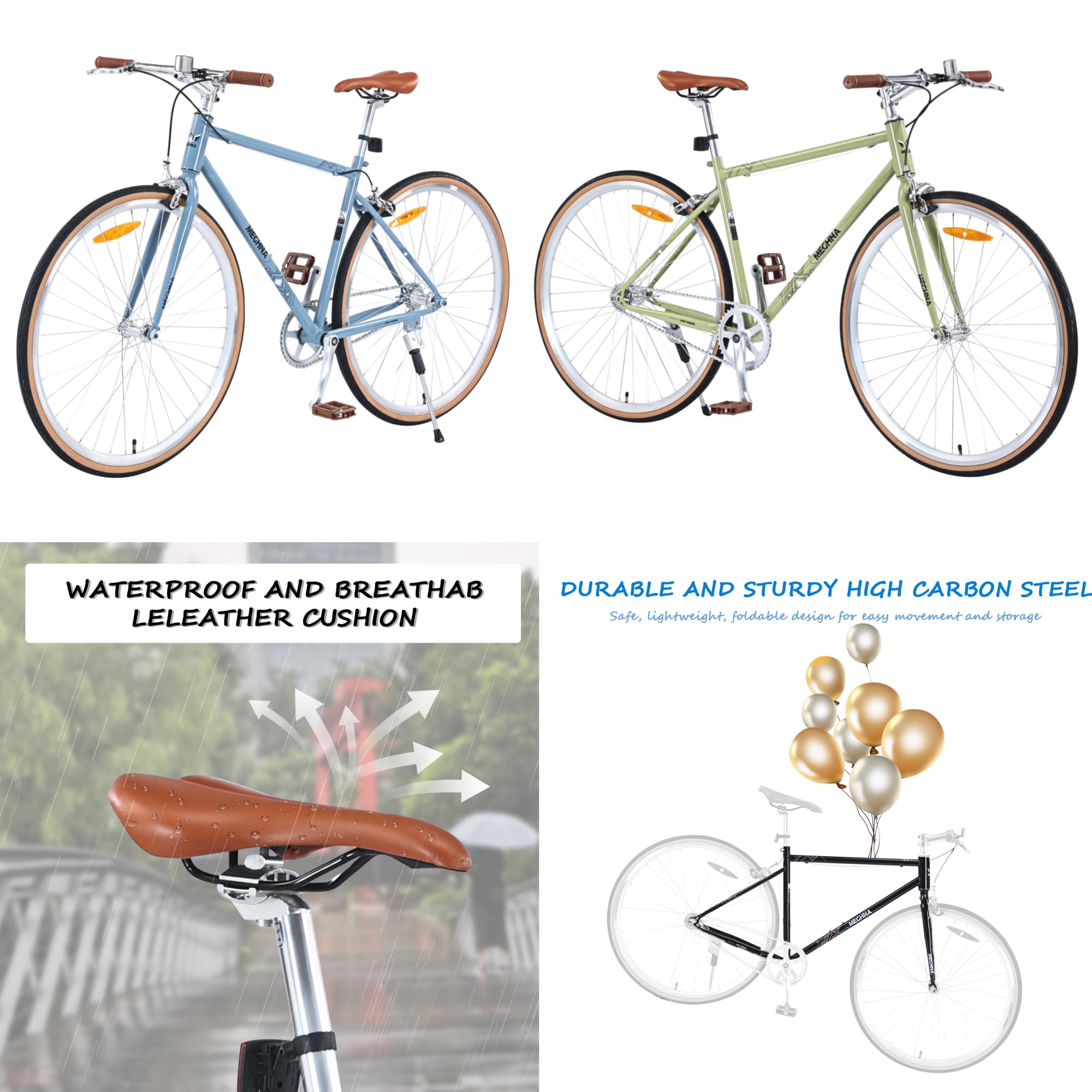 Men's & Women's Hybrid Bike - 700C Lightweight Single Speed Commuter Bicycle with Fixed Gear | Urban City Bike for Adults | Perfect for Daily Commuting, Road Sports & Outdoor Vacation Riding