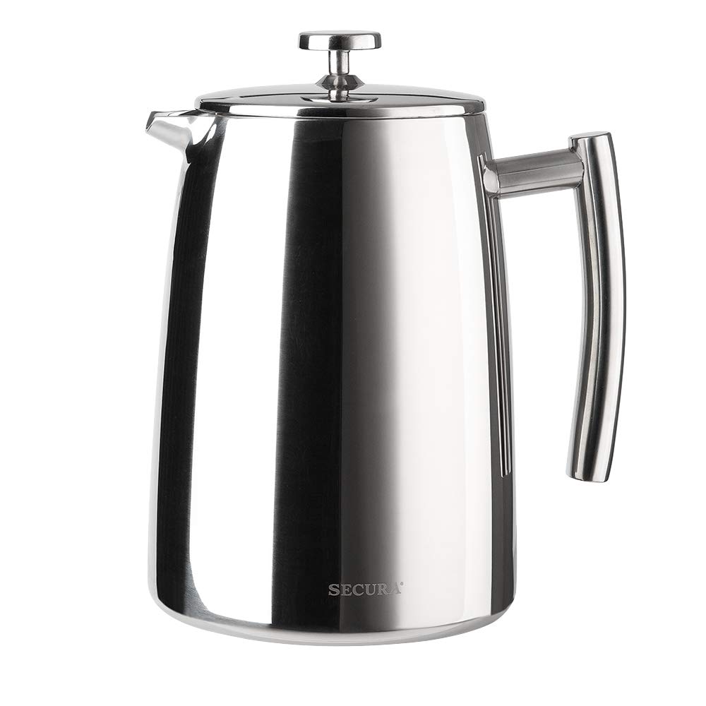 Secura 50-Ounce French Press Coffee Maker - 304 Stainless Steel Insulated Coffee Press with Extra Fine Mesh Filter - Perfect for Home, Office & Camping Brewing