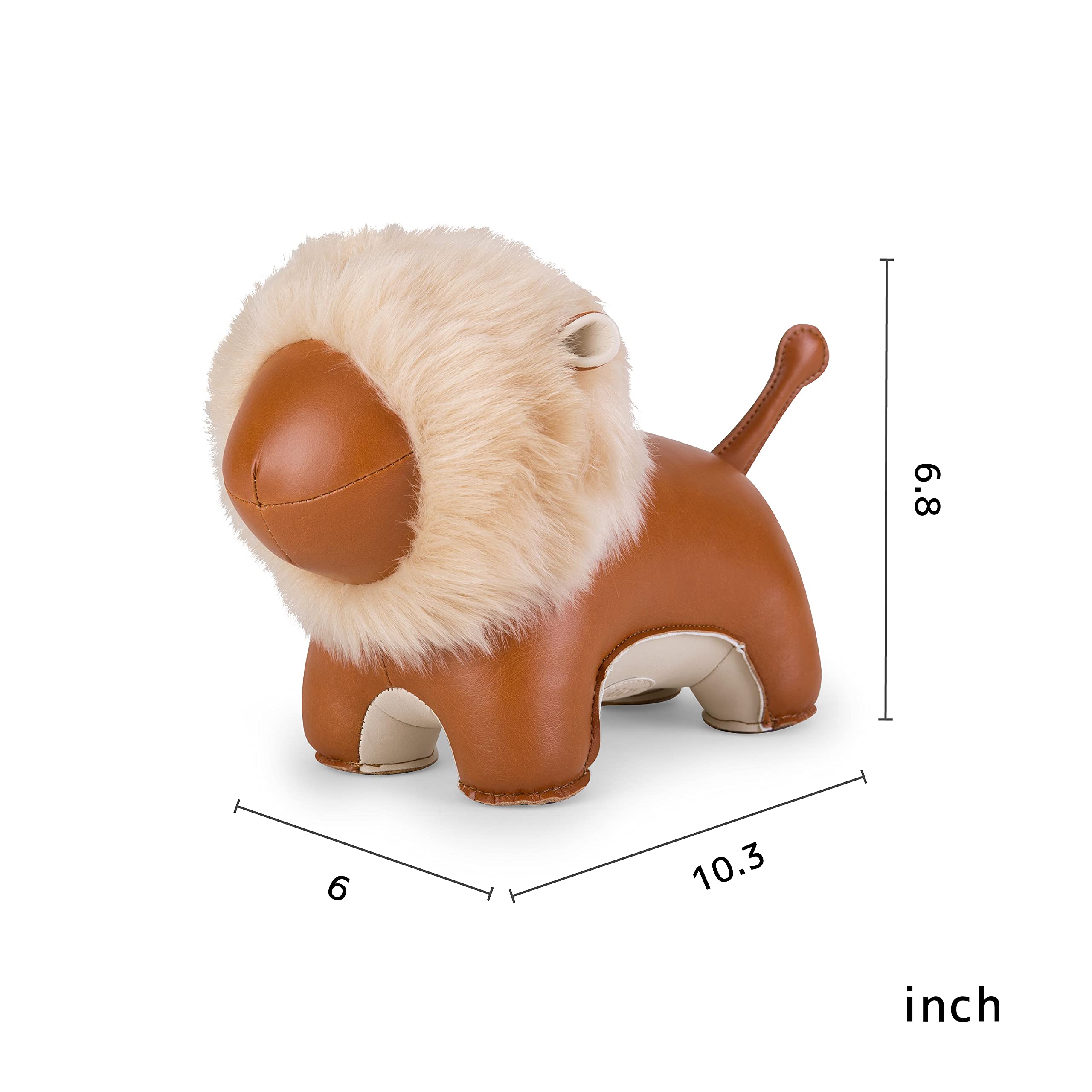 Zuny Lion Puno Bookend - Handmade Leather Animal Bookends for Shelves, Office & Home Decor - Perfect for Organizing Books, Gifts, and Workspace Accessories