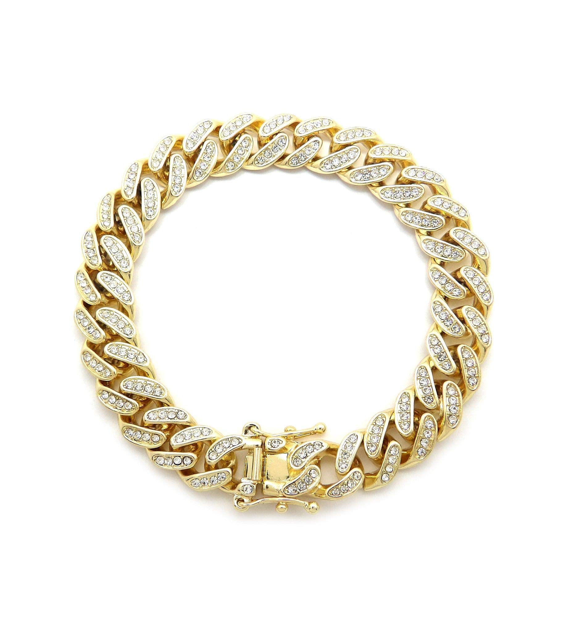 NYFASHION101 Women's 12mm Iced Out Cuban Chain Anklet - Bling Box Lock Ankle Bracelet for Women, Perfect for Parties, Date Nights & Beach Vacations