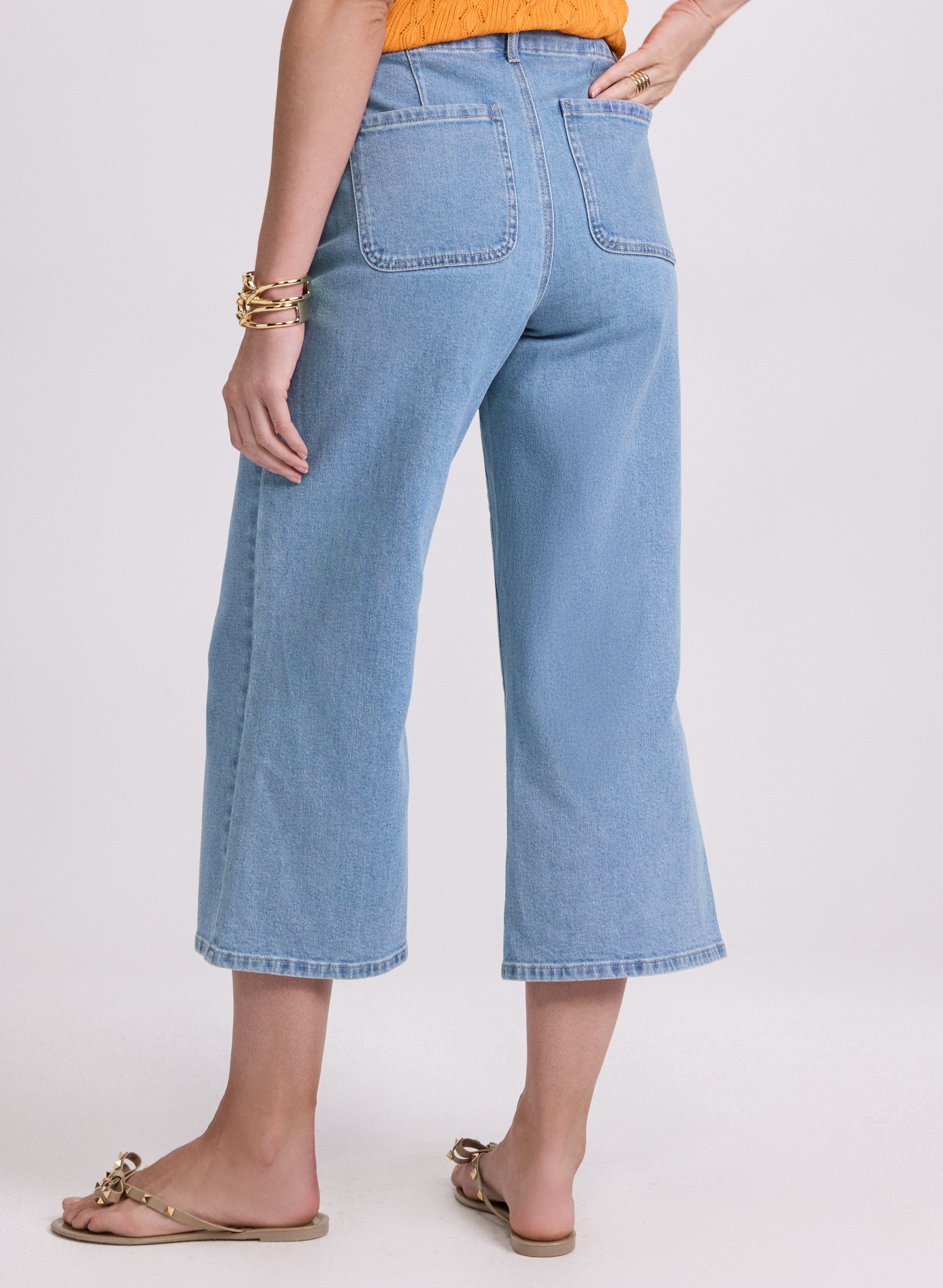 Cropped Wide Leg Jeans for Women - High Waisted Stretchy Denim Pants - Trendy Casual & Streetwear Outfits - Perfect for Summer, Travel & Everyday Wear