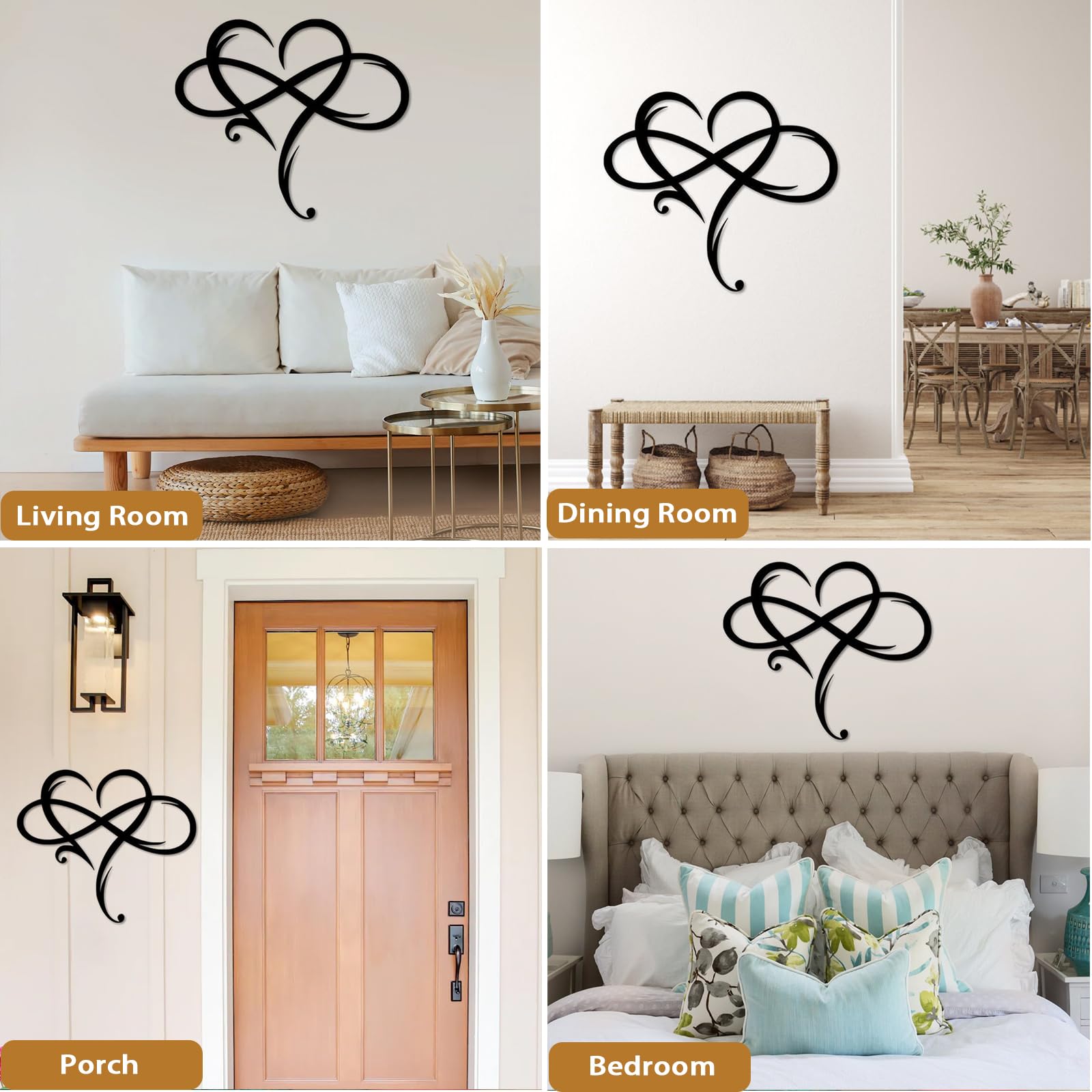 Infinity Heart Wall Decor - Metal Infinite Love Sign for Home, Living Room, Bedroom, Kitchen, Office - Perfect for Wedding, Housewarming & Romantic Gifts