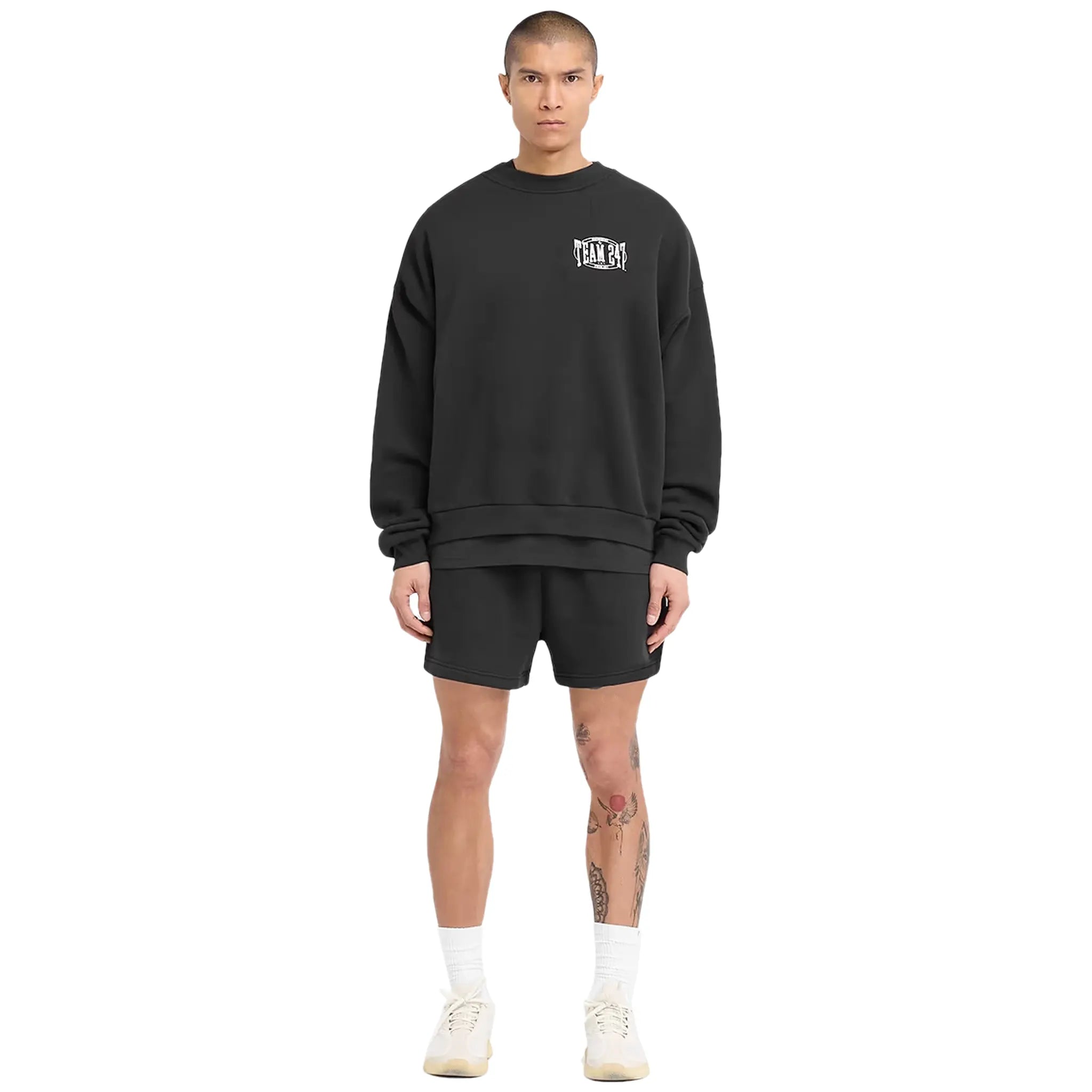 Represent 247 X Everlast Training Camp Boxy Off Black Sweatshirt - Men's Oversized Hoodie for Gym & Streetwear Fashion