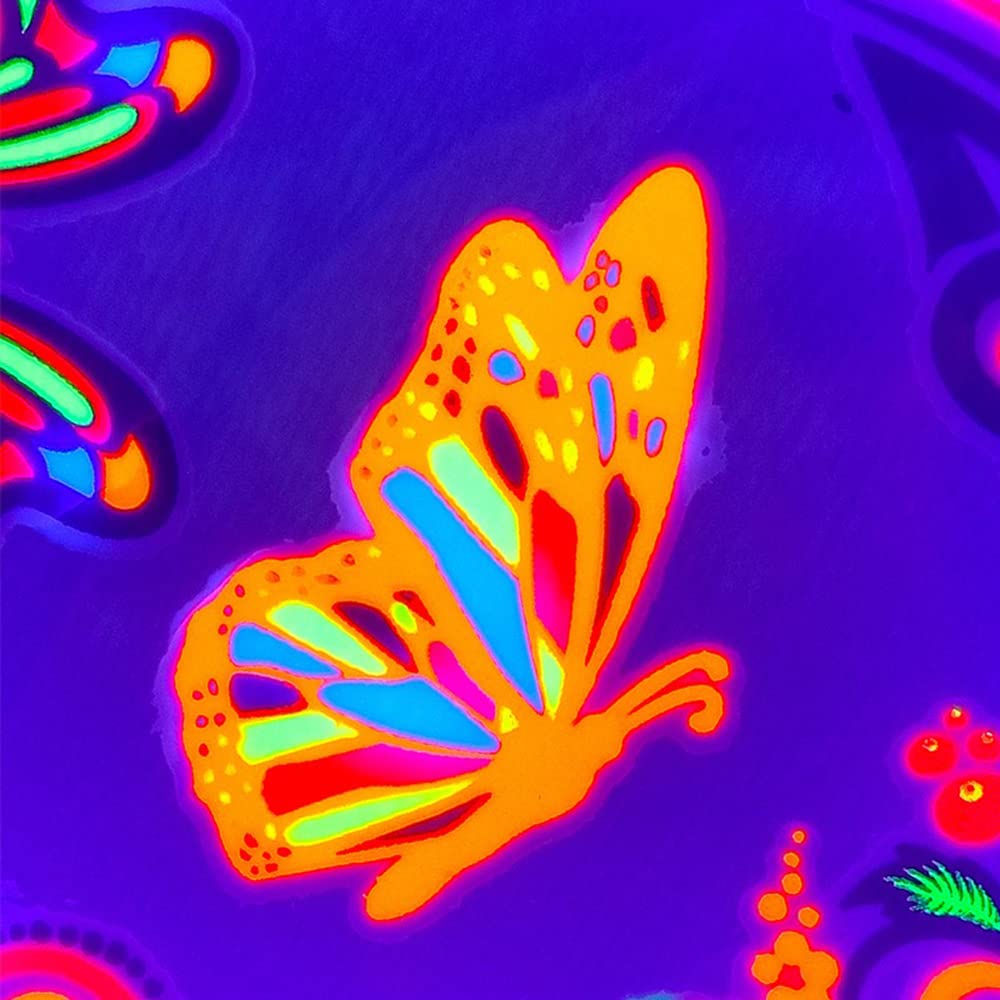 UV Glow Neon Temporary Tattoos - Waterproof Fake Body Art Stickers for Women & Men (21x15cm) | Hearts, Flowers, Butterflies & Armband Designs | Perfect for Parties, Festivals & Body Art Photography