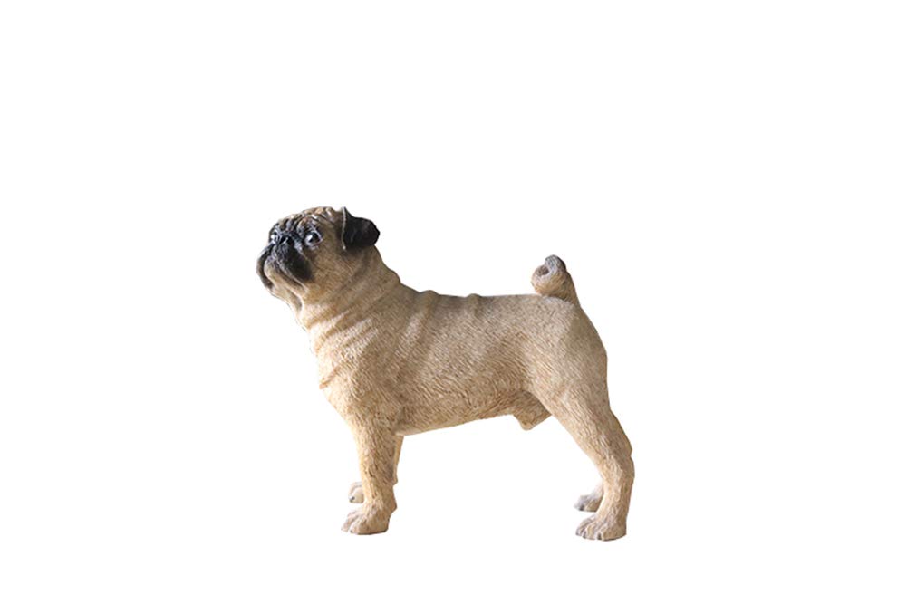 Brown Pug Dog Statue - 4.3 Inch Animal Sculpture for Garden Decor, Home Accessories, and Art Model Car Crafts | Perfect for Outdoor Lawn Ornaments, Indoor Shelf Displays, and Gift Ideas