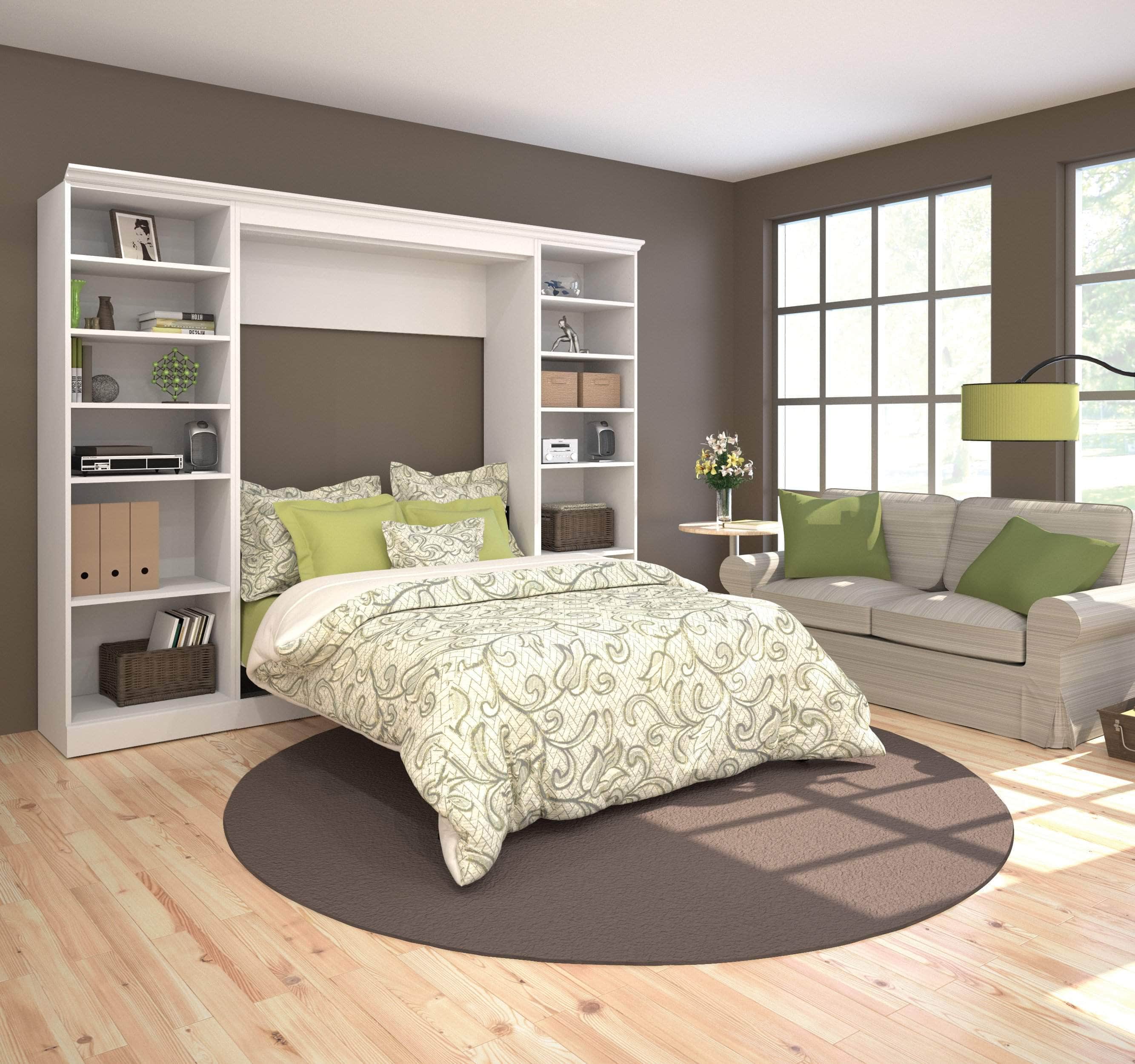 Space-Saving Full Murphy Wall Bed with 2 Storage Units - 3 Color Options | Perfect for Small Apartments, Guest Rooms & Home Offices