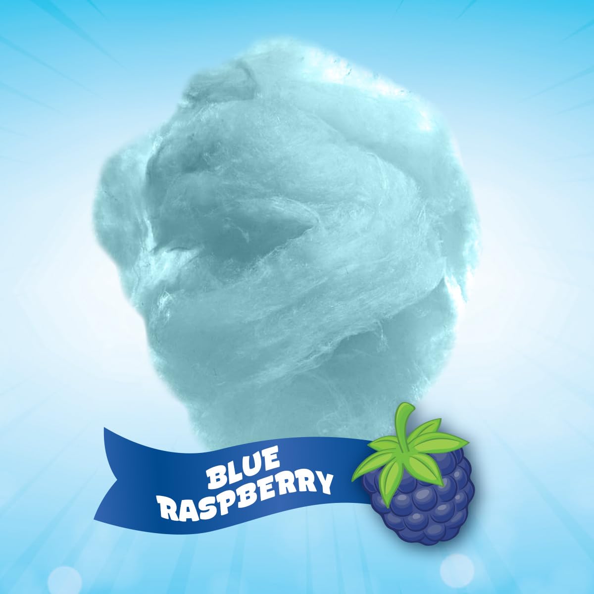 Blue Raspberry Cotton Candy 10 Pack - 0.42oz Individually Wrapped Bags (10 Count) | Kosher, Fluffy Party Favors & Treats for Birthdays, Weddings, Baby Showers & Carnivals | Perfect for Snacking, Gift Baskets & Sweet Table Displays