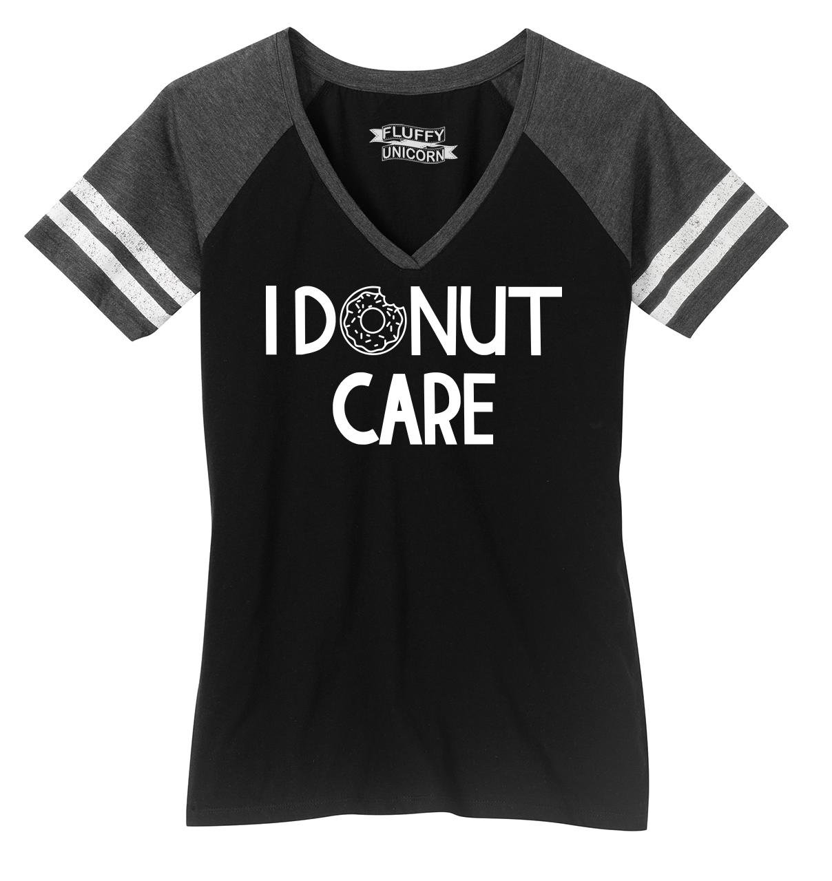 Funny Women's I Donut Care V-Neck T-Shirt - Cute Graphic Tee for Casual Wear, Gifts & Donut Lovers