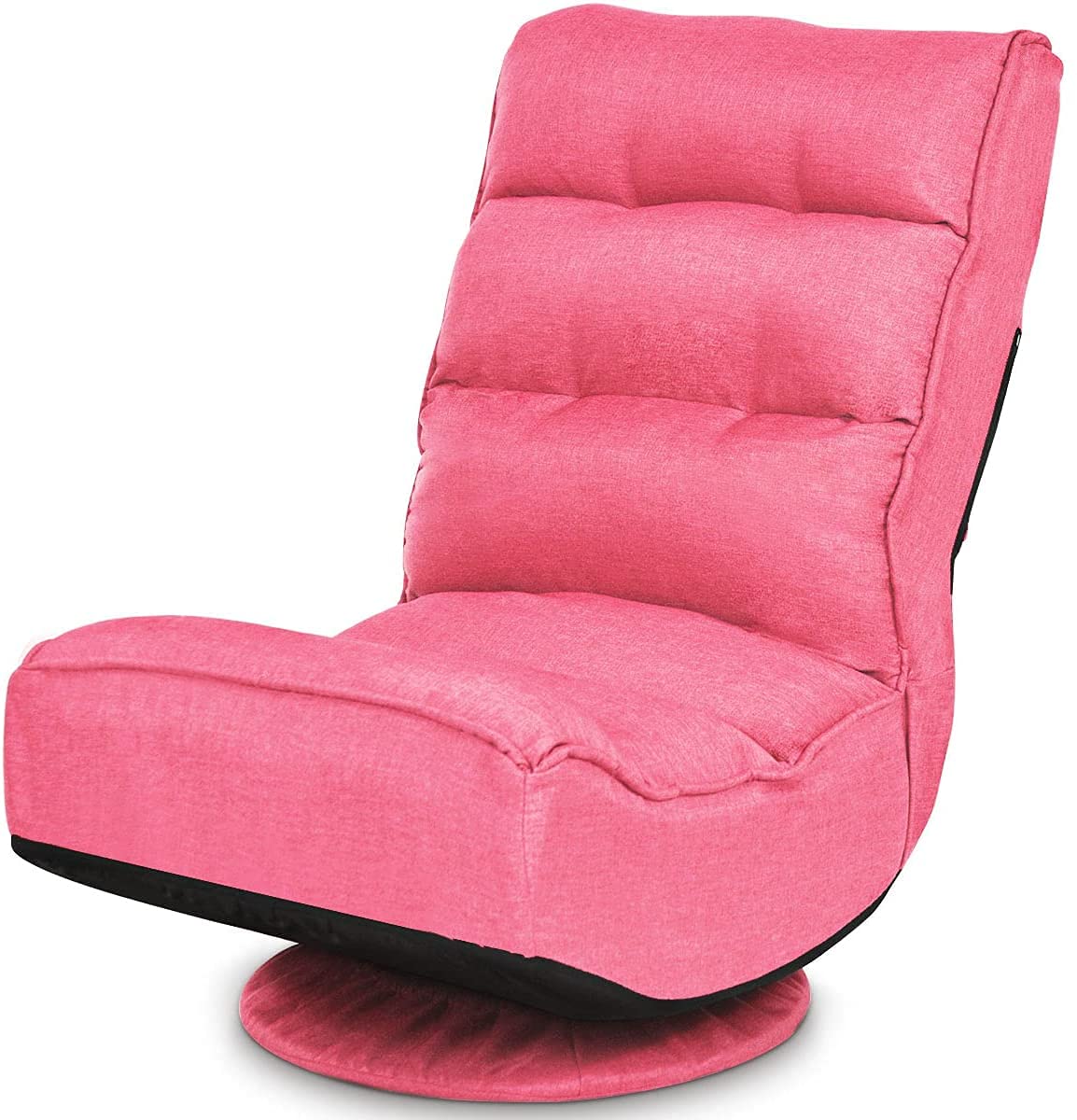 ERGOMASTER Reclining Folding Floor Gaming Chair - 360° Swivel & 4 Adjustable Positions with Tufted Cushions for Home Office, Gaming, Lounging & Reading (Pink) - Perfect for Small Spaces, Dorm Rooms & Cozy Corners