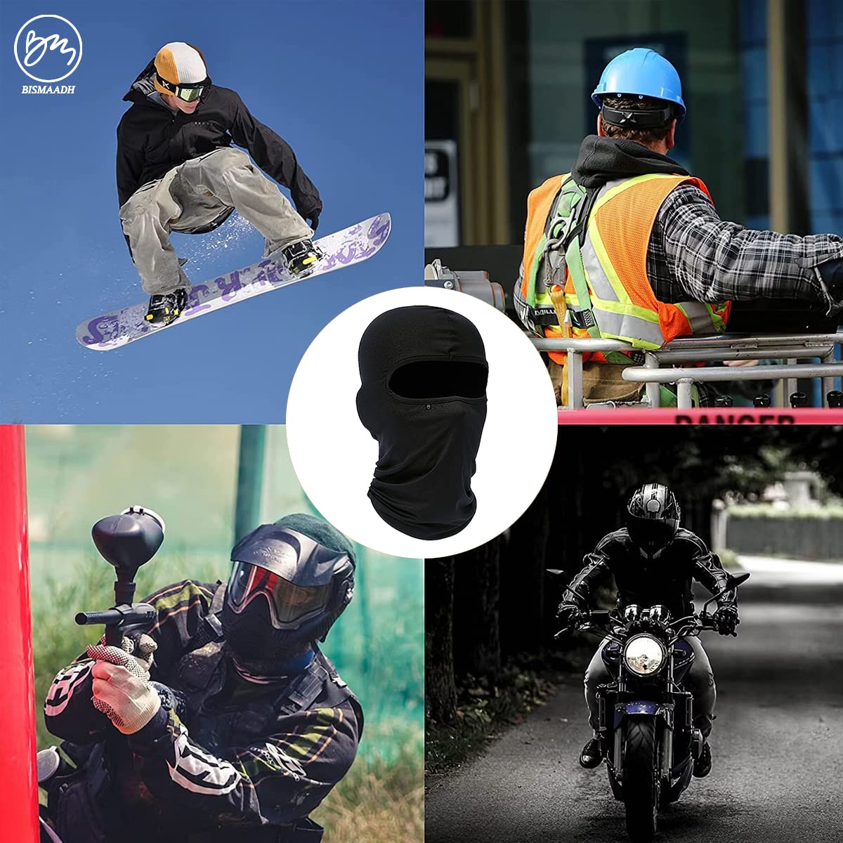 BISMAADH Balaclava Full Face Mask for Men & Women - Windproof Ski Mask for Motorcycle, Running, Cycling, Skiing in Cold Weather - Perfect for Winter Sports & Outdoor Activities