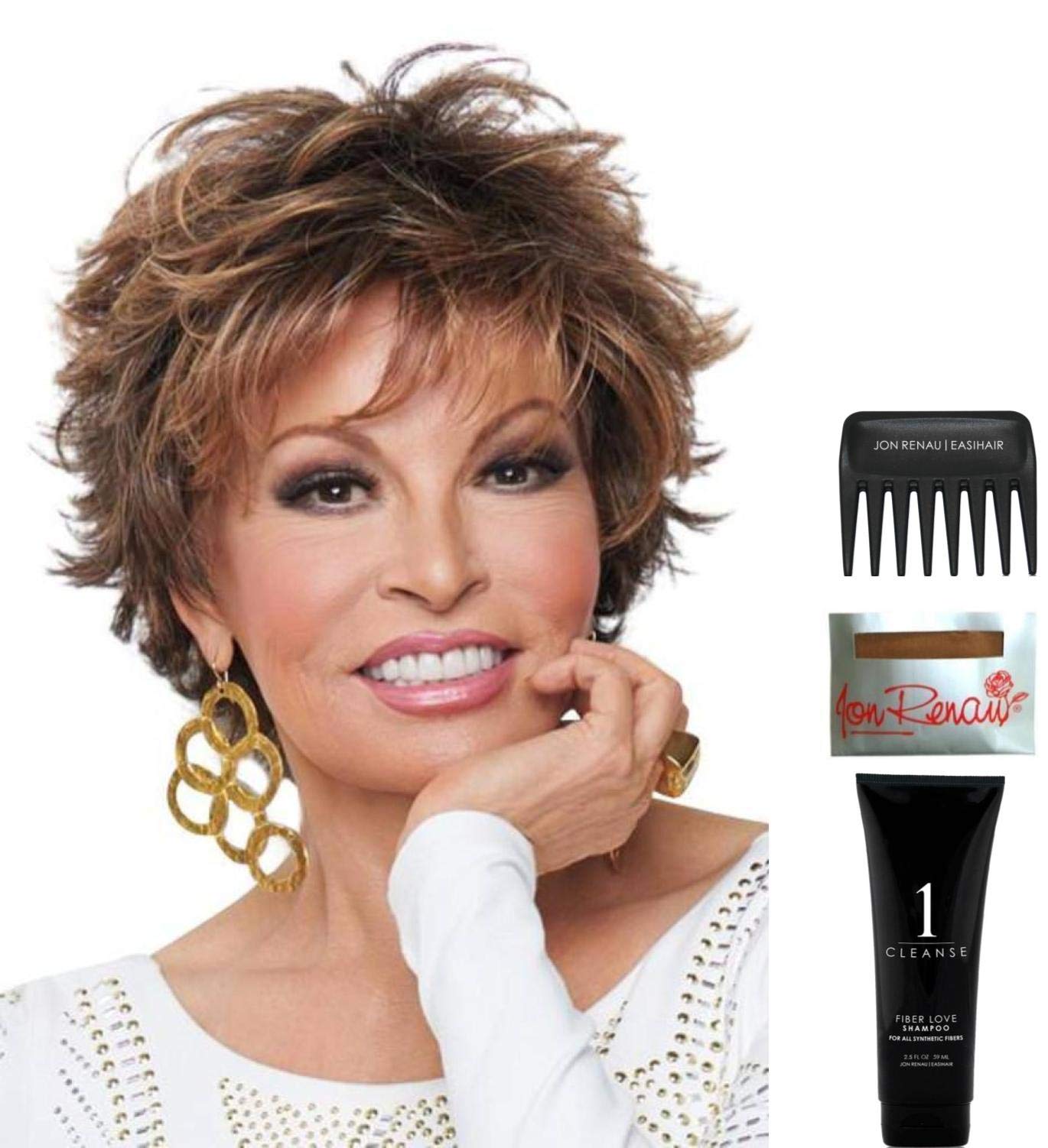Raquel Welch Voltage Wig Bundle - 5 Piece Set with Wig Shampoo, Wig Cap, Wide Tooth Comb & Christy's Wigs Q&A Booklet (Color: R829S+) - Perfect for Cosplay, Costume Parties & Everyday Hair Styling