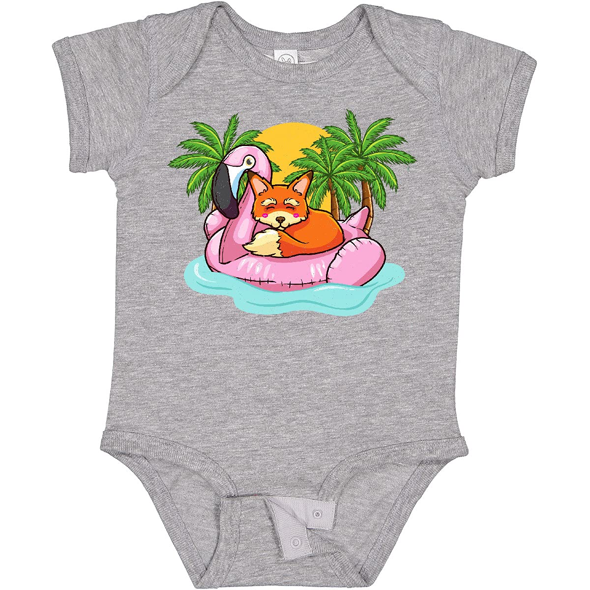 Inktastic Fox Flamingo Tropical Beach Vacation Baby Bodysuit - Cute Animal Print Onesie for Boys & Girls - Perfect for Summer, Beach Trips & Family Vacations