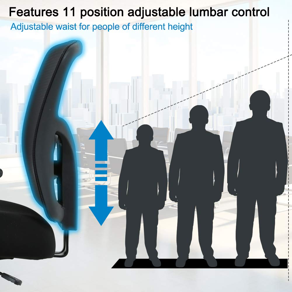 Big and Tall Office Chair Heavy Duty Computer Chair 400LBS Capacity - Ergonomic High Back Mesh Chair with Lumbar Support & Rolling Swivel - Perfect for Home Office, Gaming, and Workspace (Black)