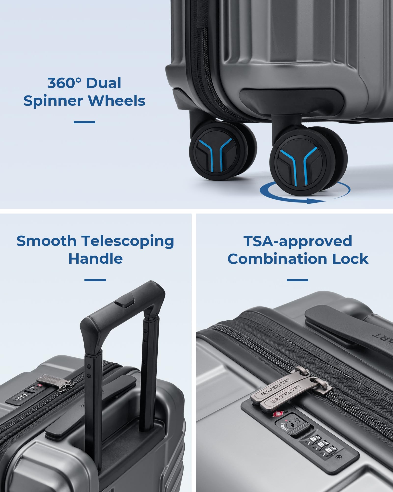 BAGSMART 28 Inch Lightweight PC Hard Shell Spinner Luggage with TSA Lock - Waterproof Rolling Suitcase for Travel, Business Trips & Vacation (Black)
