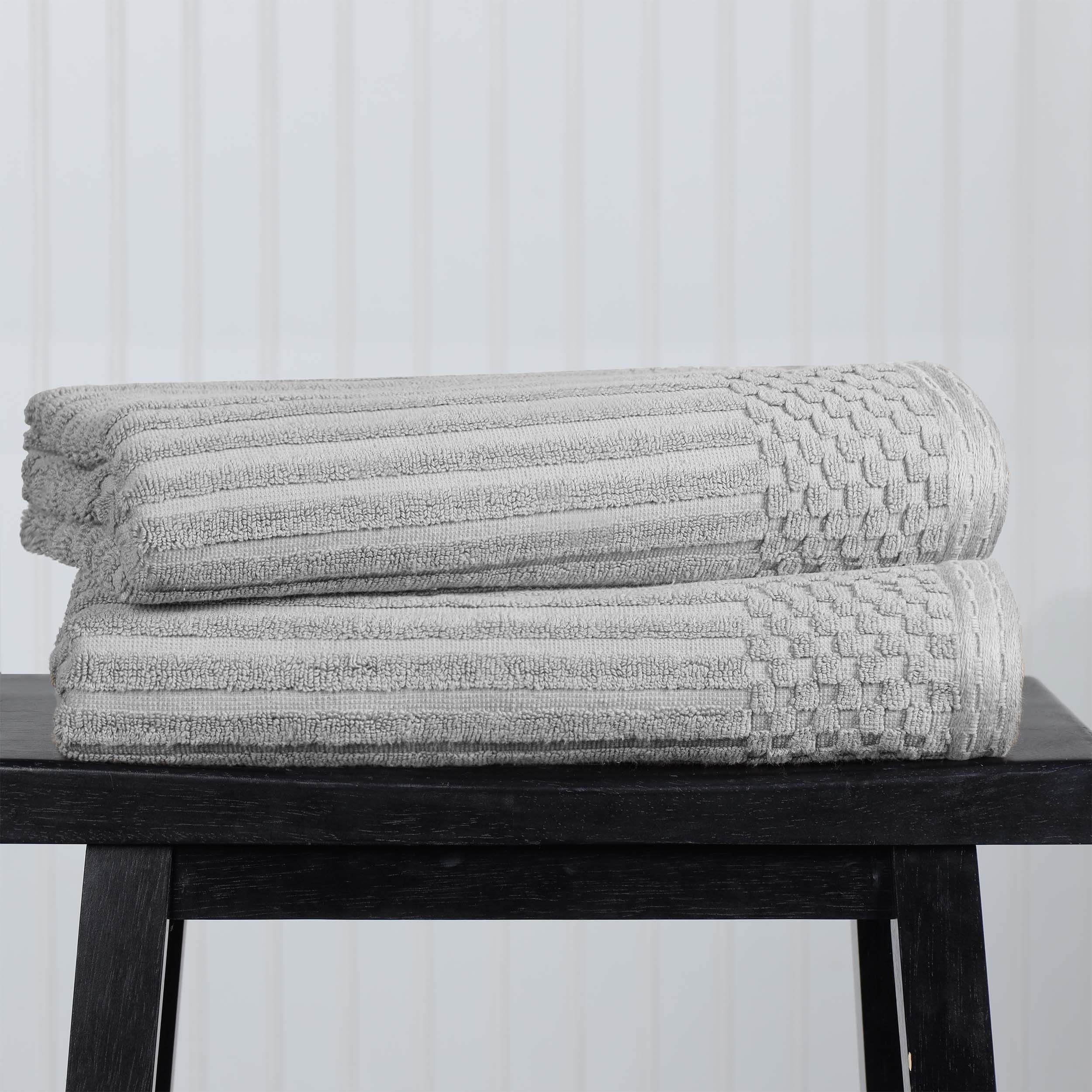 Premium Cotton Ribbed Textured Bath Towel Set - Ultra Absorbent 2-Piece Luxury Towels for Spa, Bath & Beach | Soft & Quick-Drying