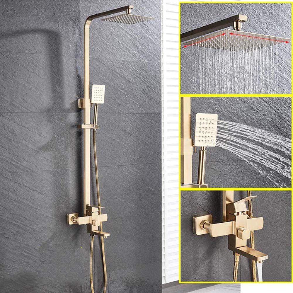 Premium 8 Inch Ultra-Thin Shower Faucet with Hand Shower - Brushed Nickel & Gold Single Handle Mixer Tap for Modern Bathroom | Perfect for Bath, Shower & Spa Relaxation