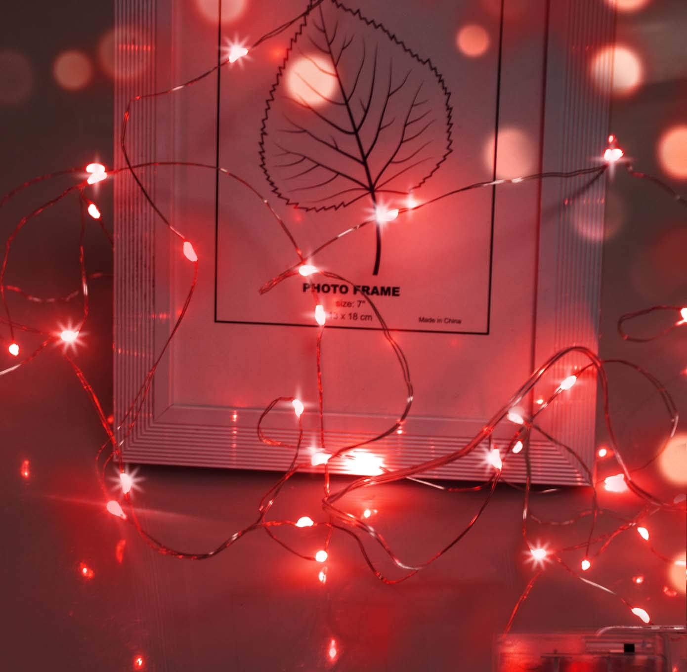 Valentine's Day LED Fairy Lights - 16ft 50 LED Battery Operated Starry Lights for Bedroom, Christmas, Wedding & Party Decorations - Romantic Ambiance Lighting for Home, Centerpiece & Holiday Decor (Red)
