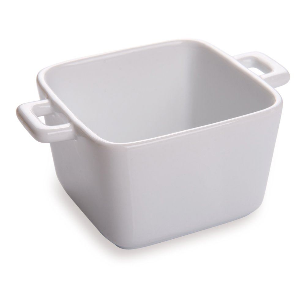 7 oz White Porcelain Casserole Dishes Set of 10 - Square Oven-Safe Baking Dishes with Handles, Chip-Resistant for Snacks, Sauces & Desserts - Perfect for Restaurants, Catering & Home Baking