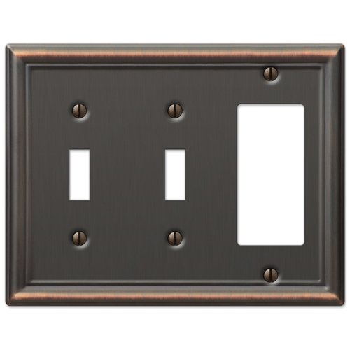 Double Toggle and GFCI Decora Rocker Wall Switch Plate Outlet Cover - Oil Rubbed Bronze Finish | Electrical Outlet Cover for Home, Office & Commercial Use | Durable & Stylish Switch Plate for Modern Decor