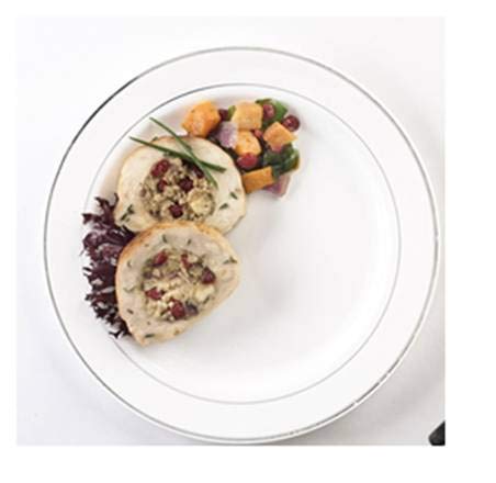 Koyal Glimmerware 10.25-Inch White and Silver Dinner Plates - Set of 120 - Elegant Tableware for Weddings, Parties, and Fine Dining
