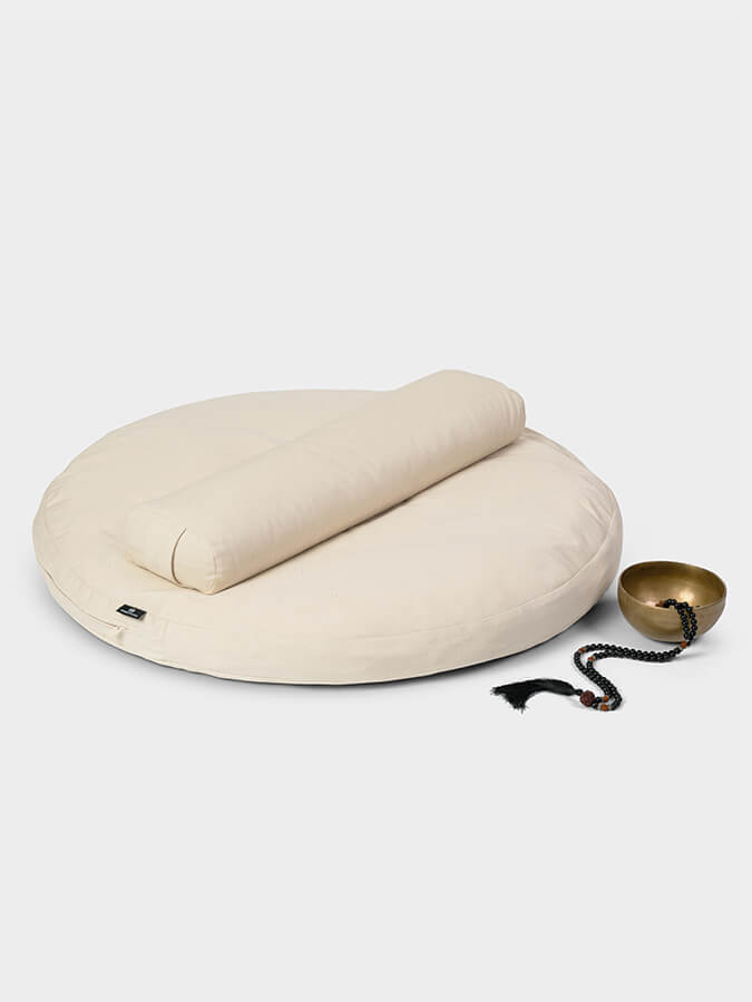 Organic Round Zabuton Meditation Cushion Kit for Yoga & Pranayama - Comfortable Floor Cushion for Meditation, Zen Practice, and Relaxation at Home or Studio