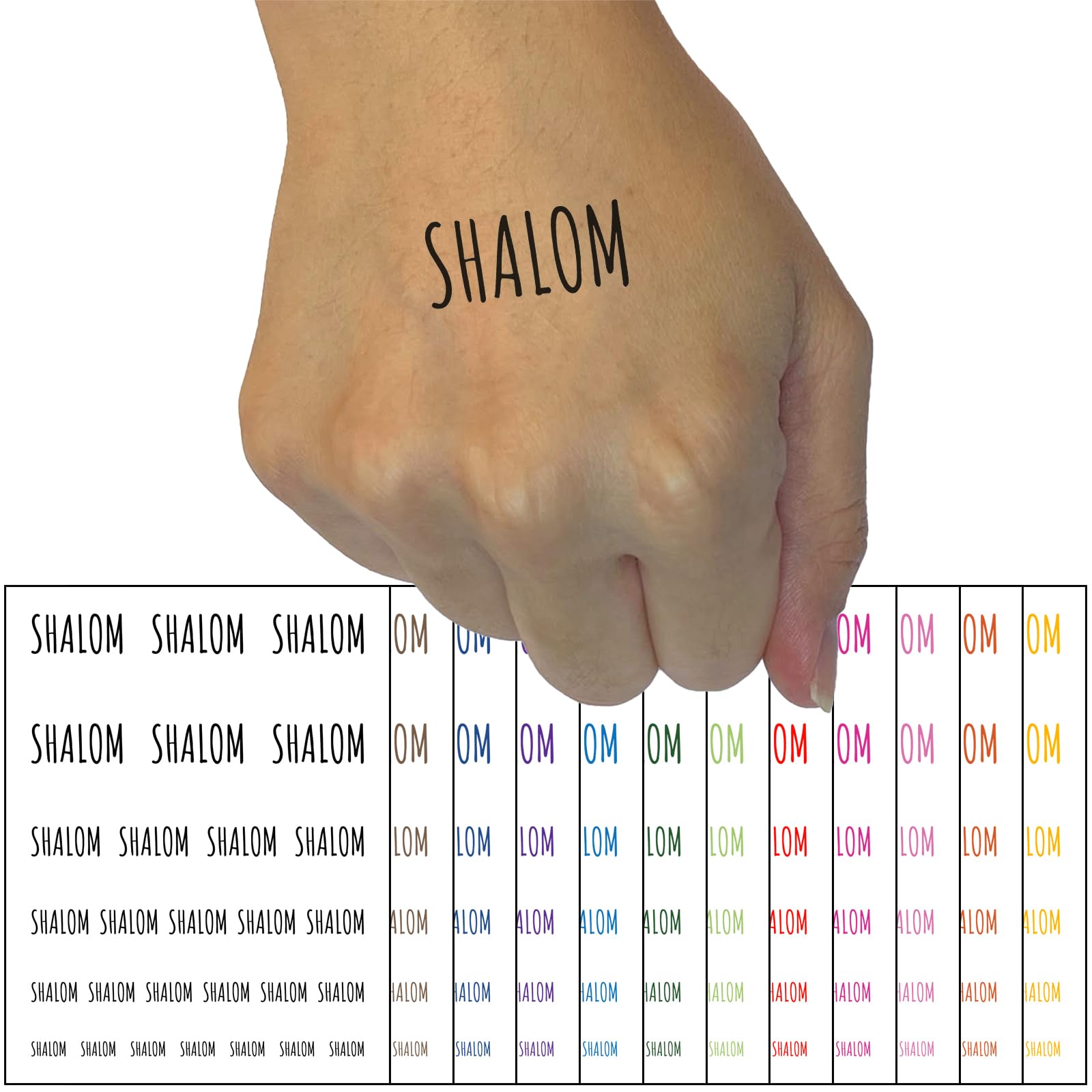 Shalom Peace Hebrew Jewish Temporary Tattoo Set - Waterproof Fake Body Art for Hanukkah & Jewish Holidays - Light Green (1 Sheet) - Perfect for Parties, Events & Cultural Celebrations