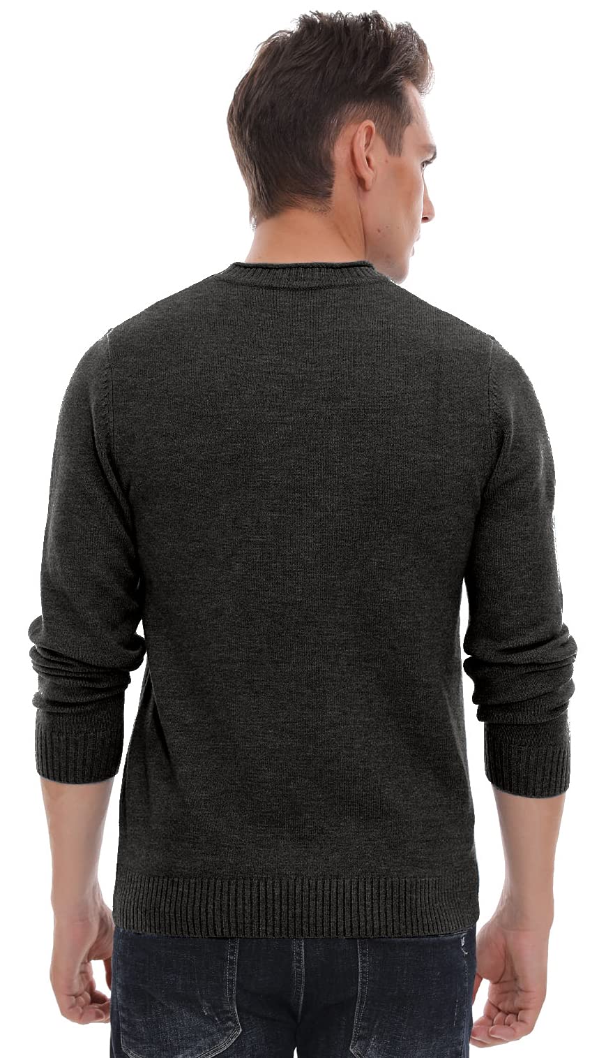Sailwind Men's Crewneck Sweater - Soft Casual Pullover Sweater with Ribbed Cuffs & Hem | Classic Winter Knitwear for Office, Travel & Everyday Wear