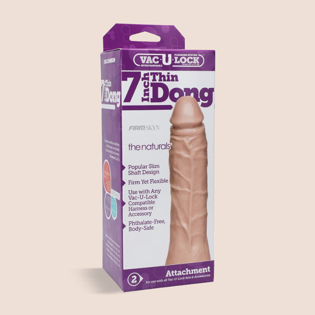 Vac-U-Lock 7 Inch Thin Dildo - Body-Safe Strap-On for Couples & Solo Play - Perfect for BDSM, Roleplay & LGBTQ+ Pleasure