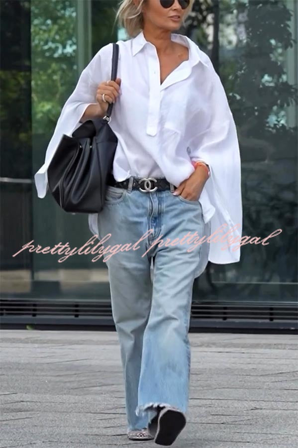 Vintage Chic Denim Mid Rise Wide Leg Jeans with Pocket & Washed Hem - Comfortable Retro Style for Casual Wear, Street Fashion & Everyday Outfits