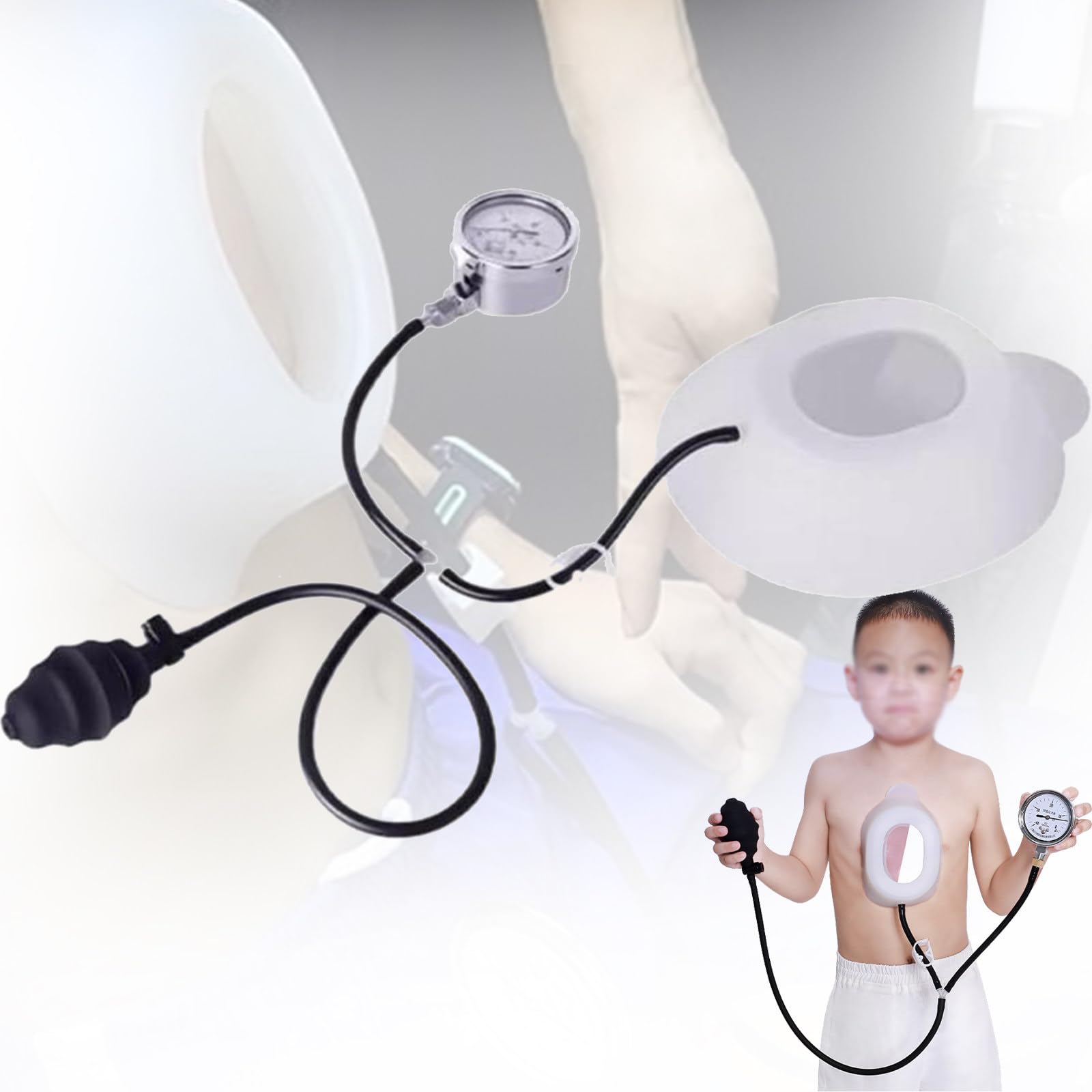 Pectus Excavatum Brace & Vacuum Bell - Adjustable Chest Support with Pressure Gauge for Pectus Carinatum Treatment - Ideal for Teens and Adults in Daily Activities & Sports