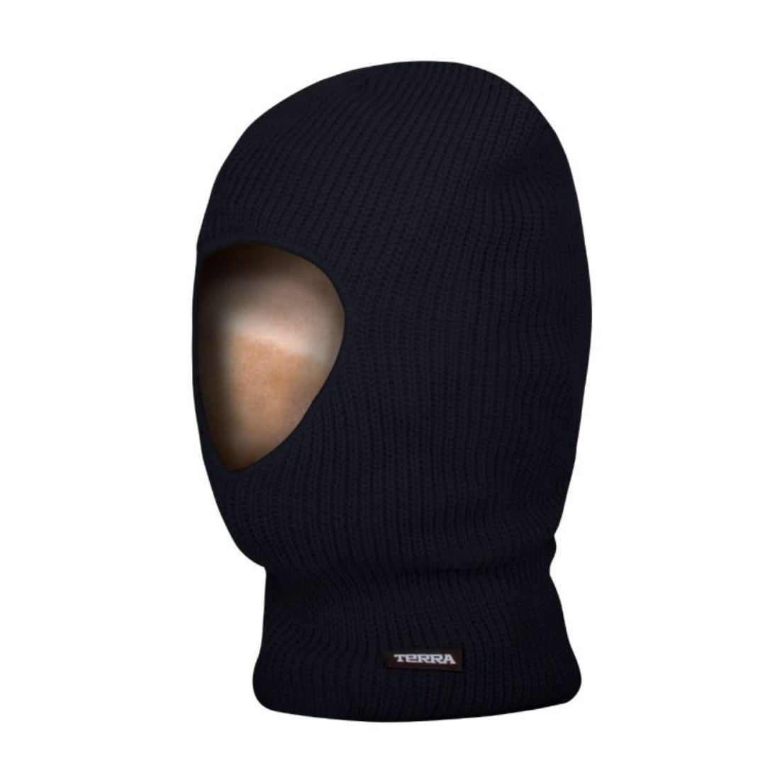 Terra High Visibility Balaclava - Black One-Hole Design for Outdoor Sports & Winter Activities