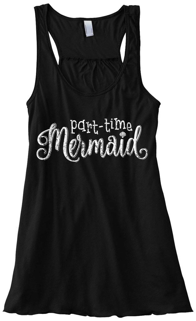 Threadrock Women's Part-Time Mermaid Flowy Racerback Tank Top - Comfortable Stretchy Summer Casual Wear for Beach, Yoga & Everyday Outfits