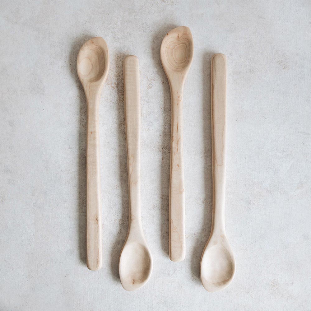 Hand Carved Maple Wood Cooking Spoon - Natural Kitchen Utensil for Stirring, Mixing & Serving - Perfect for Soups, Sauces & Baking